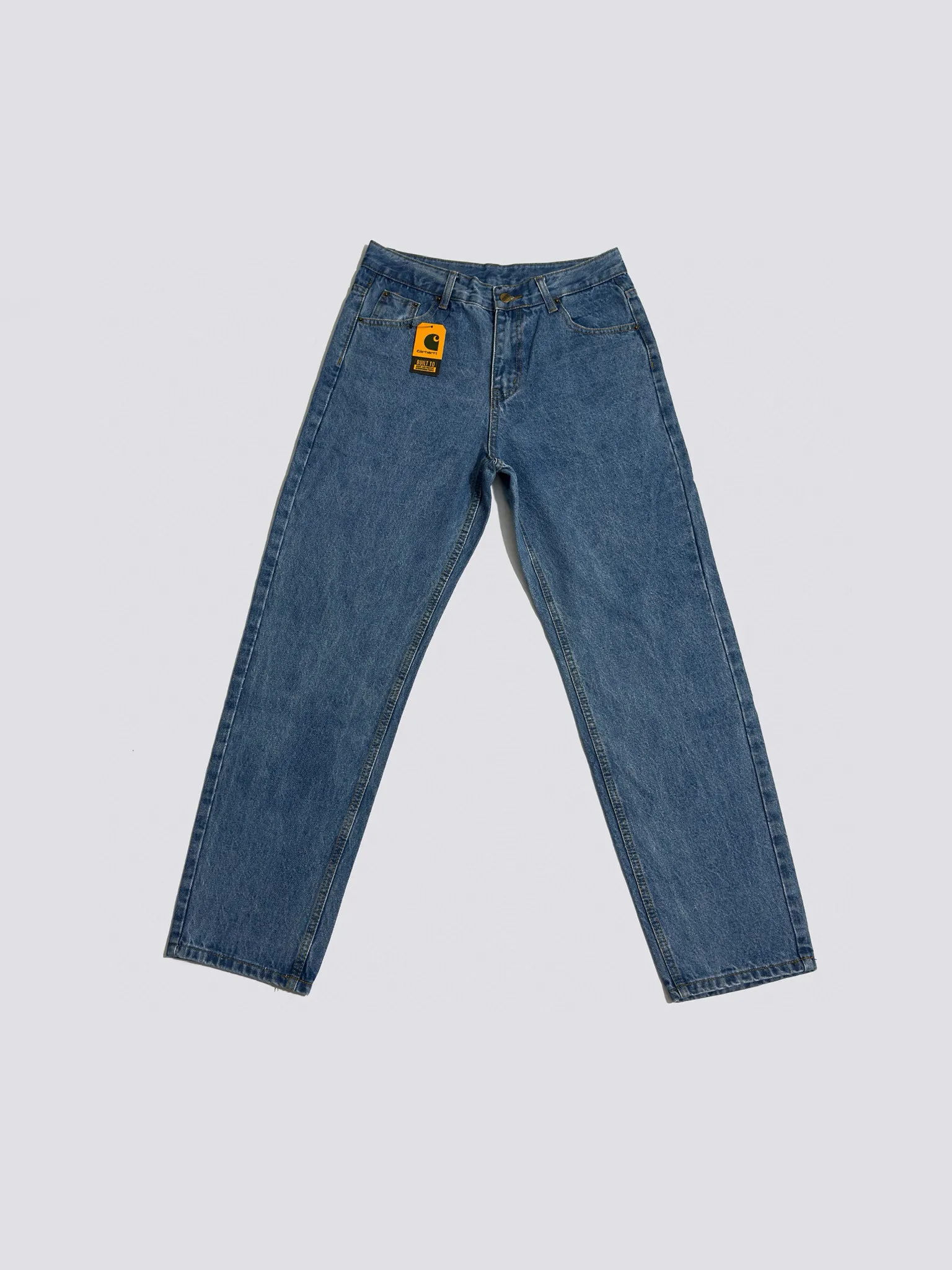 🅿️230 444 Carhartt WIP American B17 loose heavyweight denim washed micro-taper work jeans, customized original logo buckle, YKK zipper fly, smooth and easy to pull! Many locations are reinforced with tacks, and the workmanship is solid! The overall tailoring adopts three-dimensional structure tailoring! Ergonomically designed, more flexible when wearing! The cut is streamlined and streamlined, allowing you to move flexibly with your body! Integrates functionality, beauty and durability! Suitable for business, travel, leisure and many other occasions! Straight fit Color: Blue Size: S-XXL