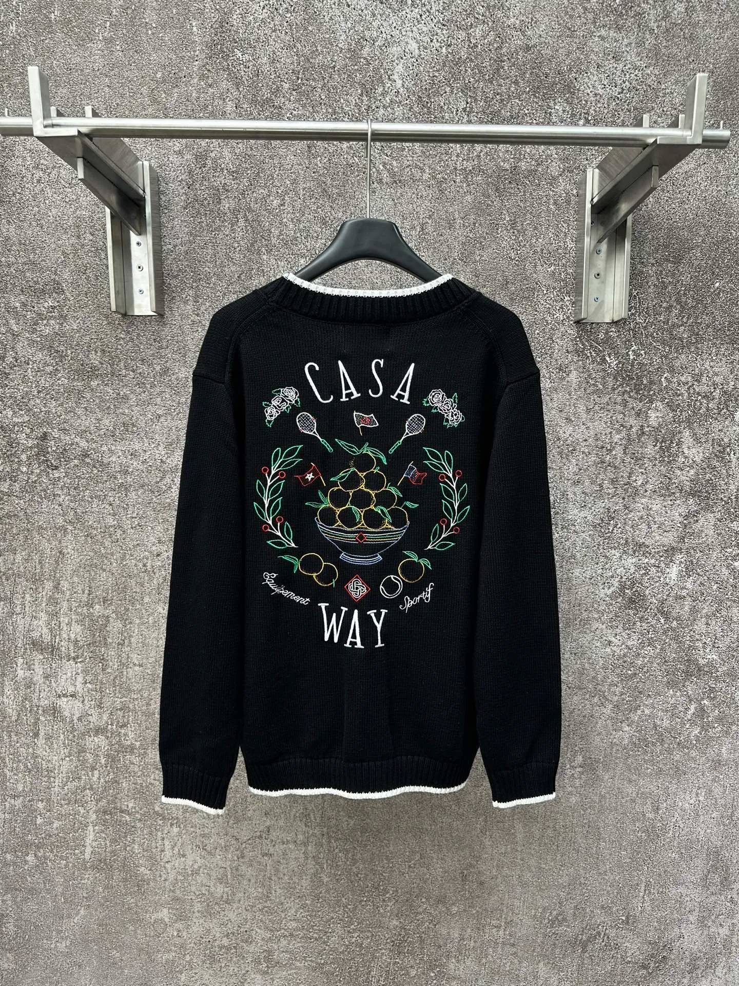 🅿️540 CASABLANCA Casablanca high version 2024SS letter embroidered knitted cardigan sweater, customized 100% imported machine high-density knitting, customized pearl buttons Size: S M L XL