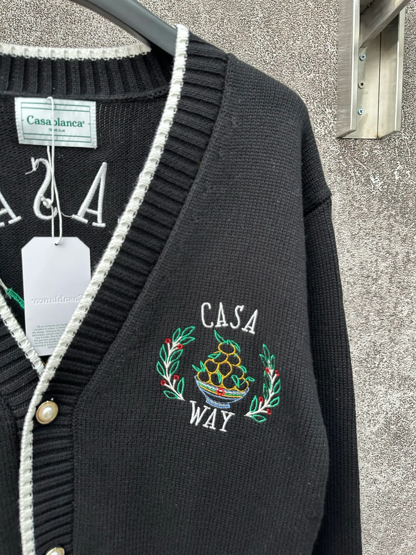 🅿️540 CASABLANCA Casablanca high version 2024SS letter embroidered knitted cardigan sweater, customized 100% imported machine high-density knitting, customized pearl buttons Size: S M L XL