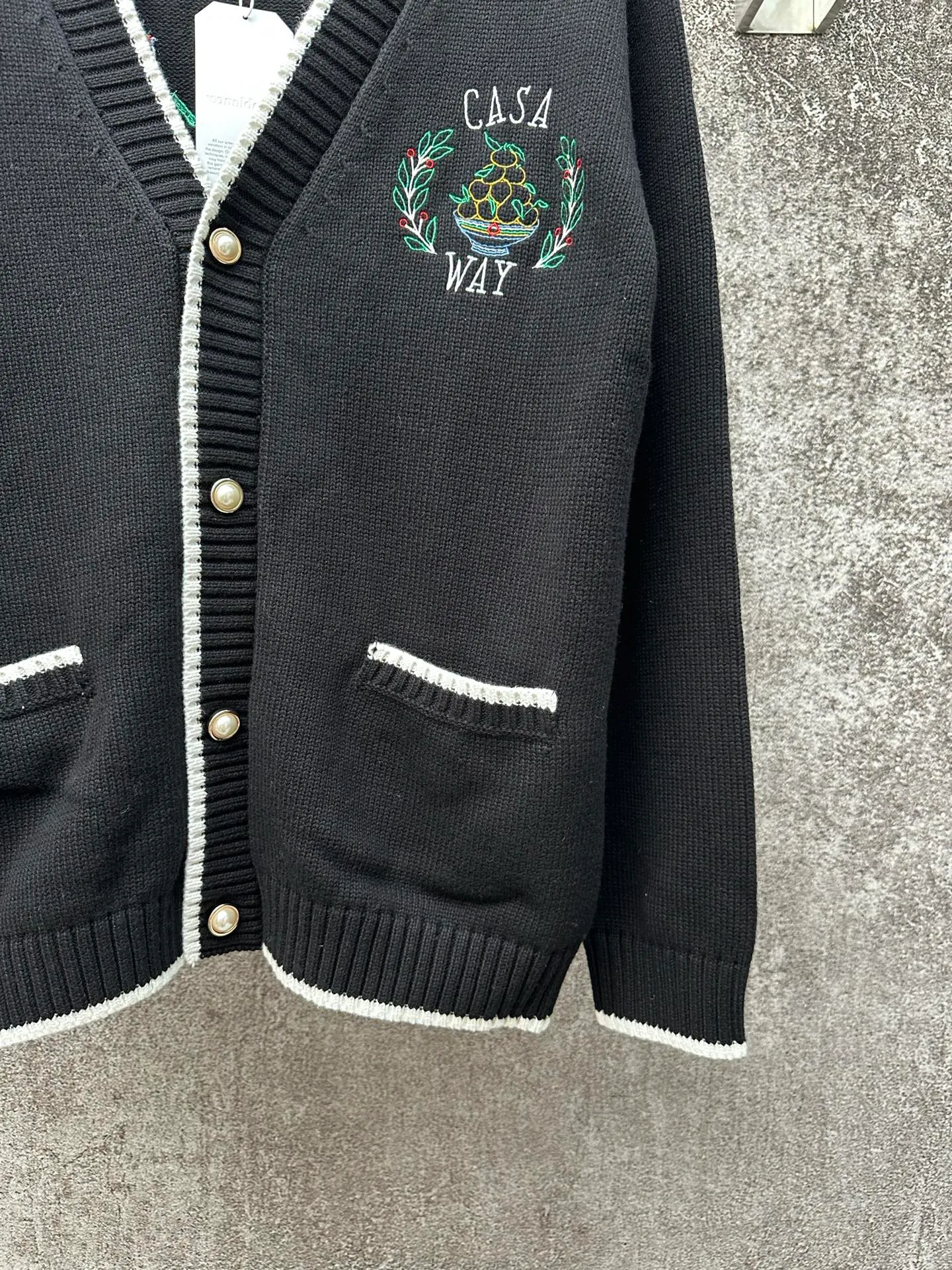 🅿️540 CASABLANCA Casablanca high version 2024SS letter embroidered knitted cardigan sweater, customized 100% imported machine high-density knitting, customized pearl buttons Size: S M L XL