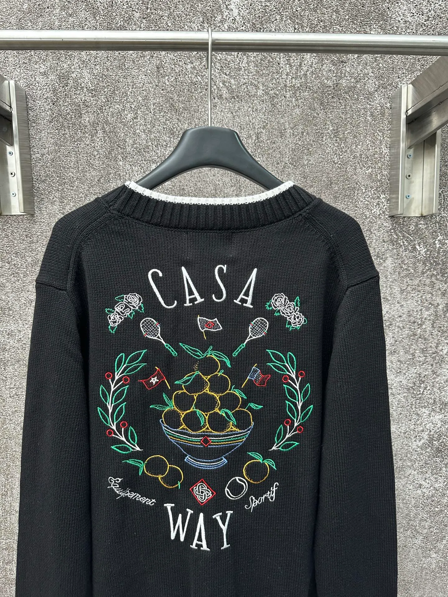 🅿️540 CASABLANCA Casablanca high version 2024SS letter embroidered knitted cardigan sweater, customized 100% imported machine high-density knitting, customized pearl buttons Size: S M L XL