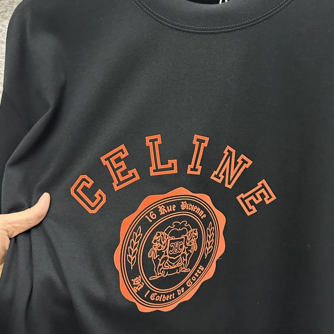 🅿️180 Celi* Celi Celin 2025 spring and summer style Simple letter flocking process personalized logo Customized double yarn plain cotton fabric Short-sleeved T-shirt Uniform for men and women Size: S (90-130 catties) M (120-150 catties) L (140-165 catties) XL (160-180 catties) XXL (180-210 pounds) Color: black white