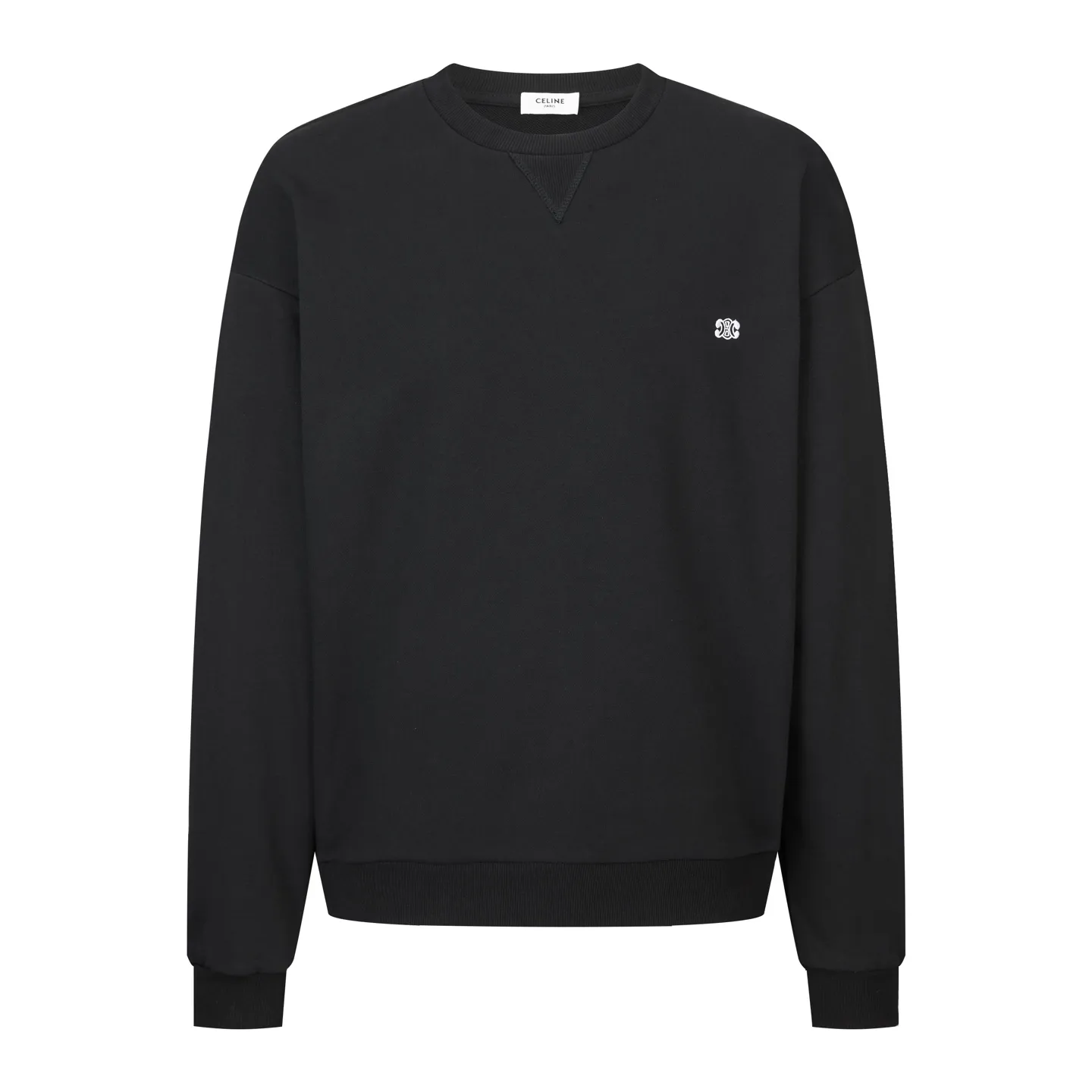 🅿️360 [Exclusive supply] Celine Arc de Triomphe embroidered round neck sweatshirt. The fabric is made of 380g pure cotton double-ply terry, the thread is matched with 2*2 double yarn thread, and the fabric is custom-woven from Xinjiang cotton. The craft embroidery uses 3D three-dimensional embroidery, and the embroidery pattern has clear lines and approximately 1,200 stitches. The triangle under the collar is spliced ​​with threads. Size:S-M-L-XL