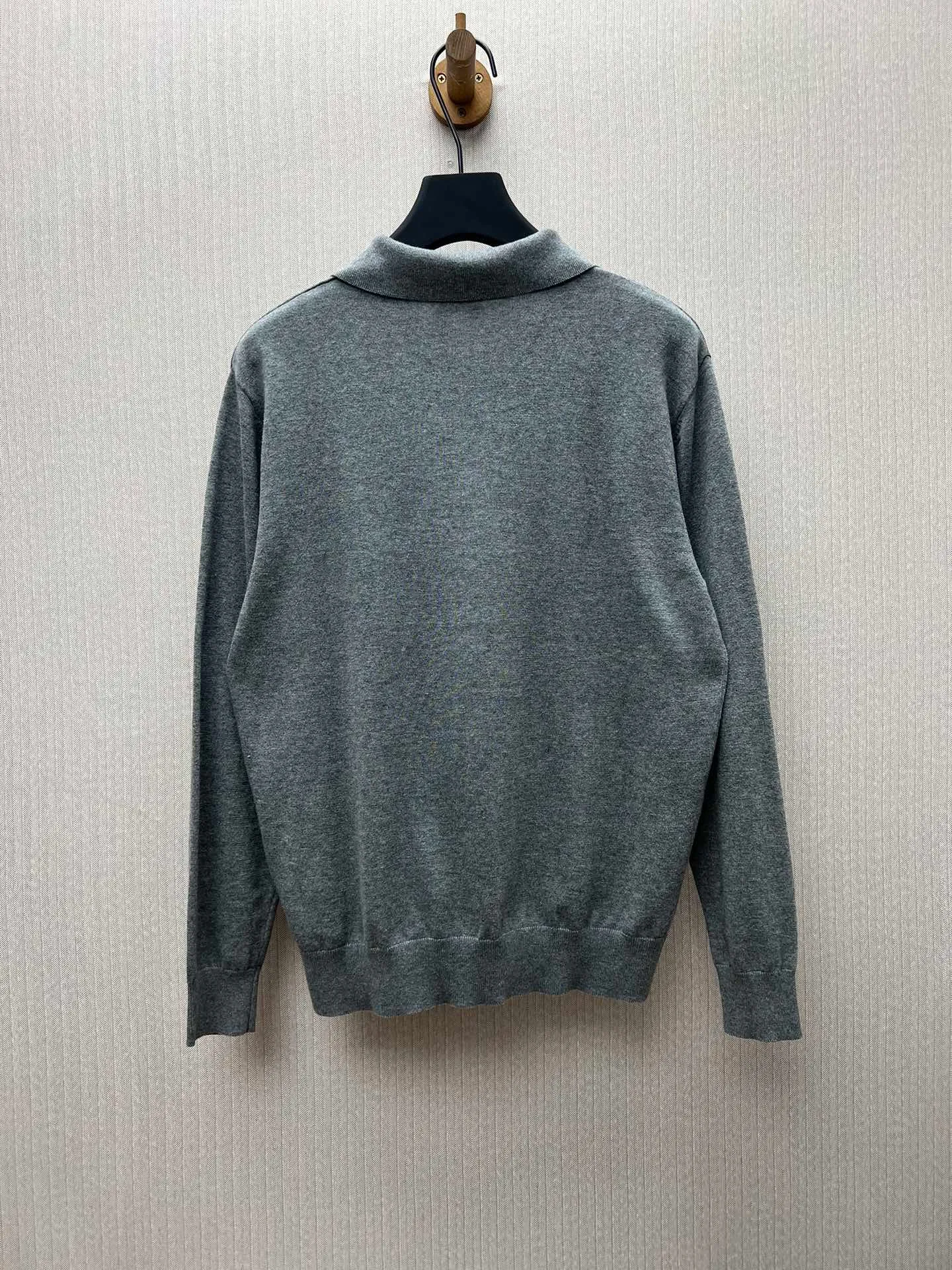 🅿️410 Celine 25ss new DRAWING series solid color POLO collar ribbed trim sweater Size: S.M.L.XL.