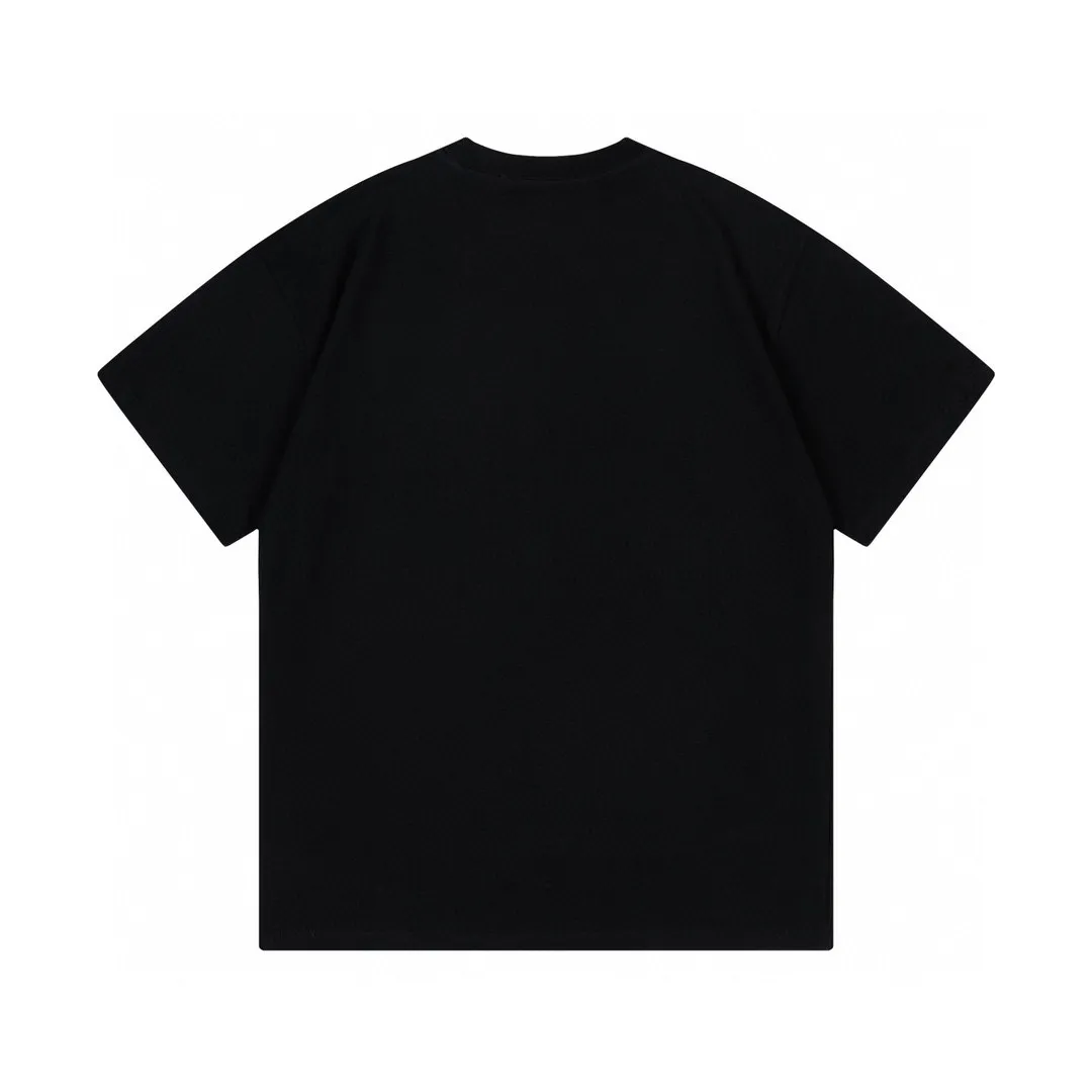 🅿️170 Celine 2025 new style customized woolen Arc de Triomphe letter logo, same style for men and women, short-sleeved T-shirt ·Customized 280g 100% double yarn pure cotton fabric ·Dyeing 32 counts double-strand thread ·Collar label, hangtag, main mark and three labels complete Color: black Size: XS S M L