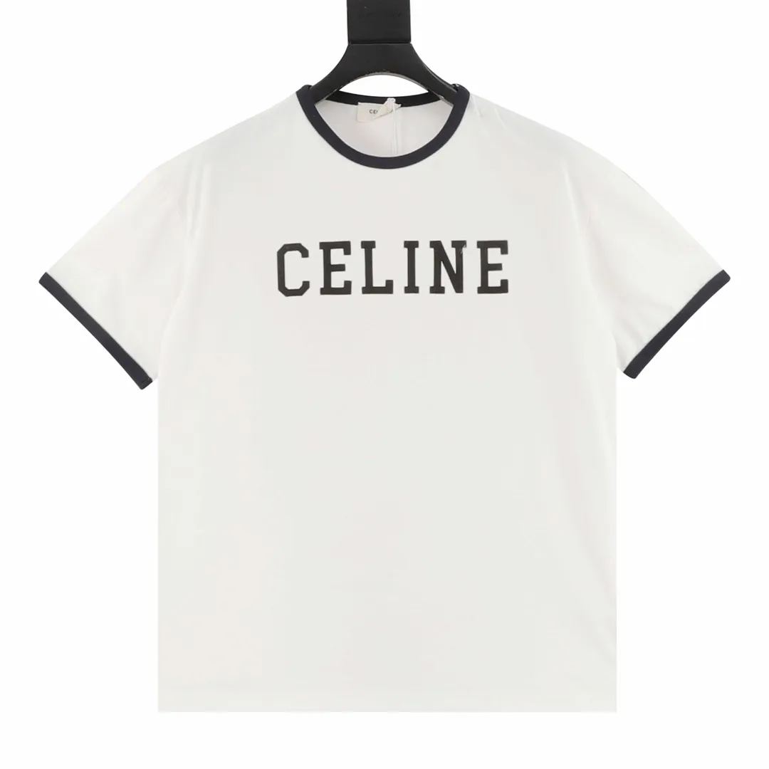 🅿️250 Celine Celine round neck short-sleeved T-shirt with patch embroidered letters. Complete with three labels. Made of high-end Salona fabric, with patch embroidery on the front. It feels very comfortable. OS drop shoulder style, fashionable and individual, super versatile! The threaded neckline is not loose, the color is fixed at high temperature, and the through-shoulder strapping process is used. Unisex Size: XS-L