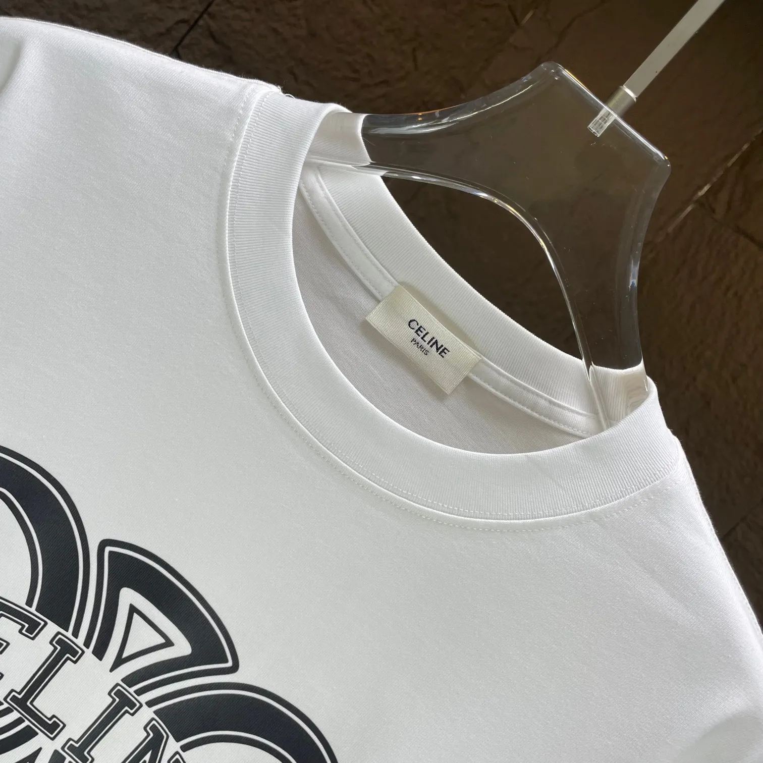 🅿️170 CELIN* 2025 spring and summer new short-sleeved T-shirt heavy cotton letter print color: black white code number: S M L XL XXL