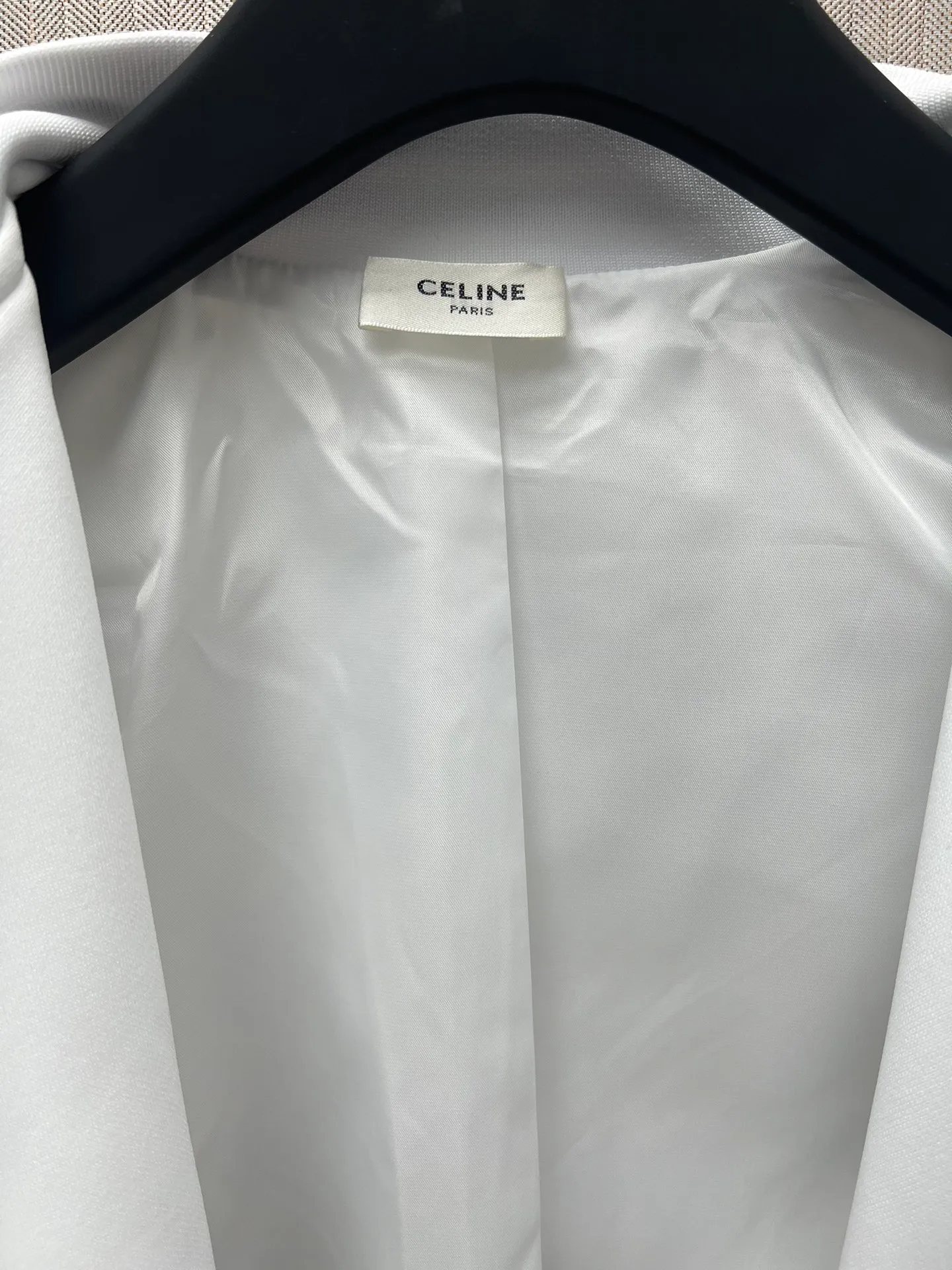 🅿️630 Celine 25ss new jersey baseball collar sports jacket women's fluorescent white high version code number: S.M.L.