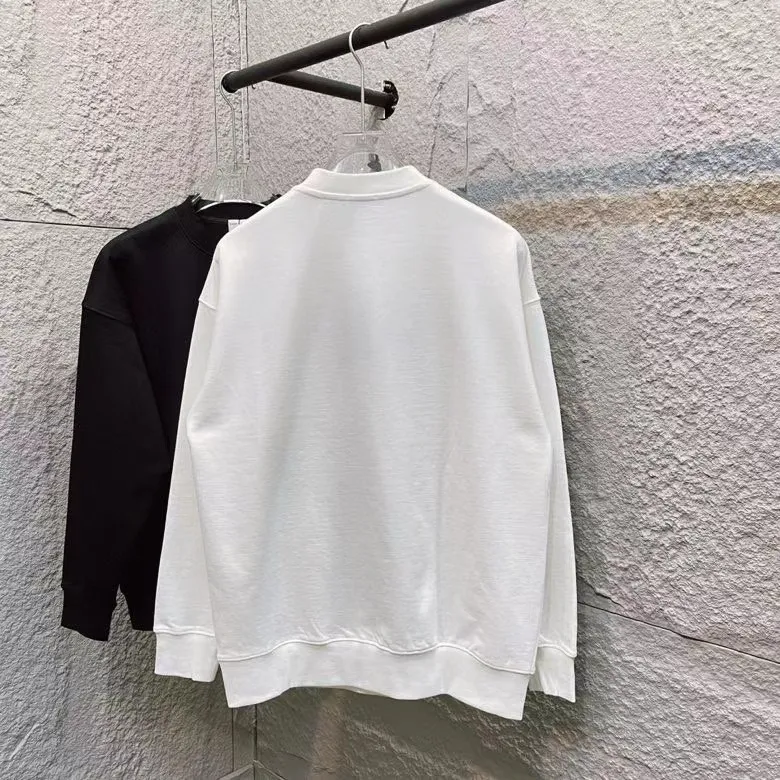 🅿️250 Celin* Celin 2025 early autumn and winter new style, simple personalized letter embroidery on the chest, long-sleeved sweatshirt, customized terry fabric, same style for men and women. Size: S M L XL XXL five codes. Color: black white