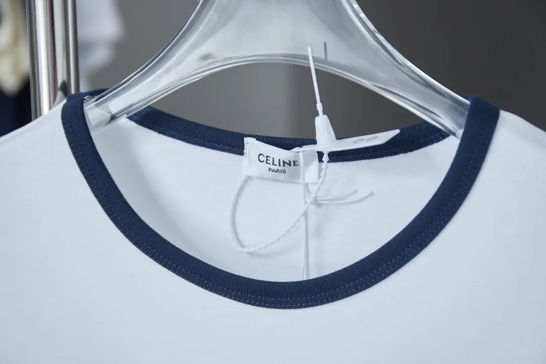 🅿️170 CELIN* 25SS early spring new style, letter printed short sleeves, light luxury, a must-have item for daily commuting for men and women, correct version, welcome to compare, detailed features · 320g 100% pure cotton double yarn jersey fabric · Special thickened 32 pieces of double yarn 1X1 thread in the same cylinder custom dyeing · Classic letter logo flocking printing on the front. Collar, cuffs contrasting threads · Double-needle sewing and cross-seam technology · Original main mark, washed tag, brand moisture-proof paper packaging Color: White Size: S/M/L/XL