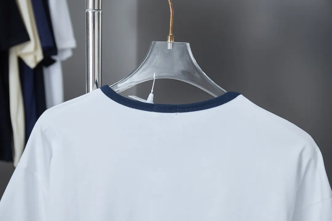 🅿️170 CELIN* 25SS early spring new style, letter printed short sleeves, light luxury, a must-have item for daily commuting for men and women, correct version, welcome to compare, detailed features · 320g 100% pure cotton double yarn jersey fabric · Special thickened 32 pieces of double yarn 1X1 thread in the same cylinder custom dyeing · Classic letter logo flocking printing on the front. Collar, cuffs contrasting threads · Double-needle sewing and cross-seam technology · Original main mark, washed tag, brand moisture-proof paper packaging Color: White Size: S/M/L/XL