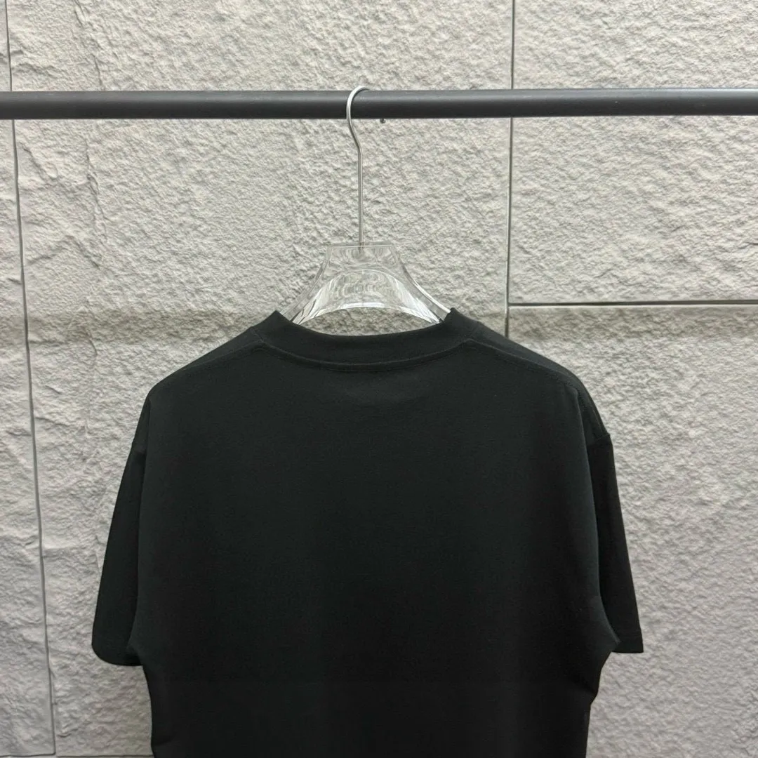 🅿️180 Celi* Celi Celin 2025 spring and summer style Simple double C letter embroidery personalized logo Customized double yarn plain cotton fabric Short-sleeved T-shirt Uniform for men and women Size: S (90-130 catties) M (120-150 catties) L (140-165 catties) XL (160-180 catties) XXL (180-210 pounds) Color: black white