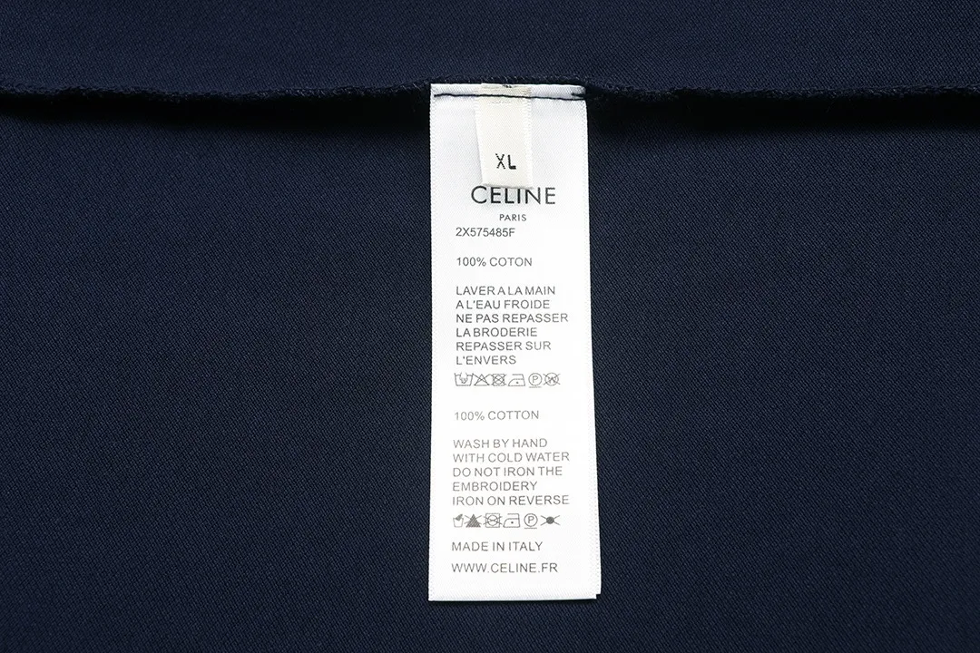 🅿️190 Celine 2025 new model Arc de Triomphe logo embroidery, same style for men and women, casual polo shirt ·Customized pique cotton fabric ·Imported Tajima machine embroidery technology ·Collar label, hangtag, main mark and three labels complete Color: dark blue Size: M-XXXL
