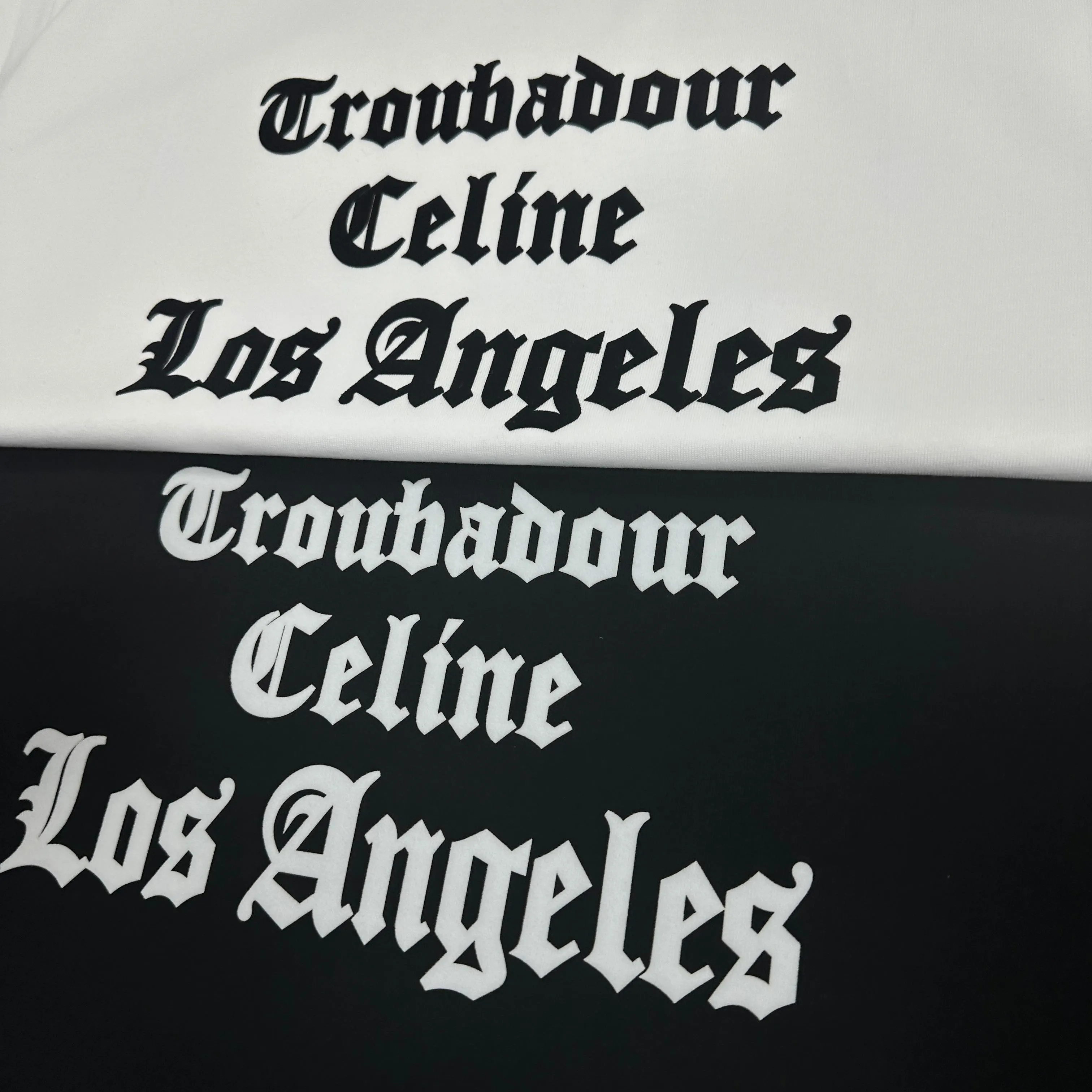 🅿️180 Celi*ne Celin Celin 2025 spring and summer style simple letters three-dimensional foaming process personalized logo customized double yarn plain cotton fabric short-sleeved T-shirt for men and women. Size: S (90-130 catties) M (120-150 catties) L (140-165 catties) XL (160-180 catties) XXL (180-210 pounds) Color: black white