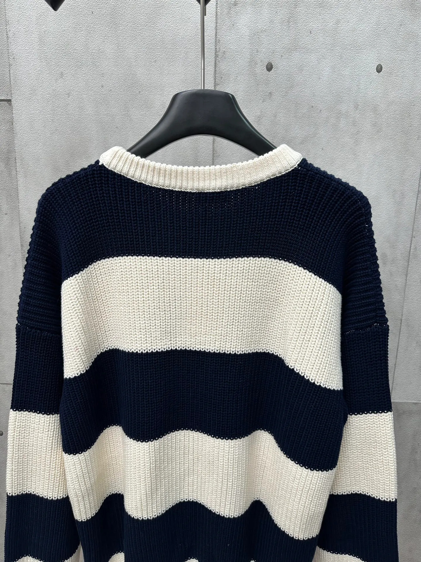 🅿️520 Celine 25SS autumn and winter new dark blue striped intarsia sweater Size: S M L