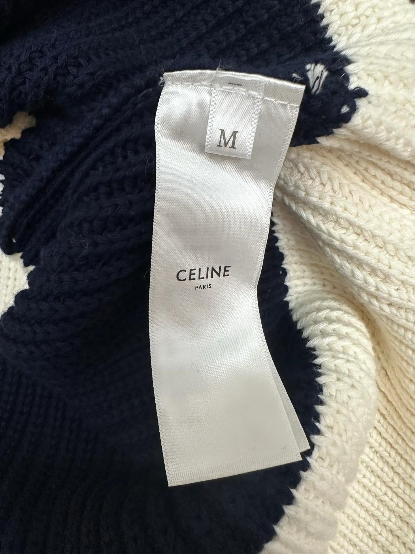 🅿️520 Celine 25SS autumn and winter new dark blue striped intarsia sweater Size: S M L