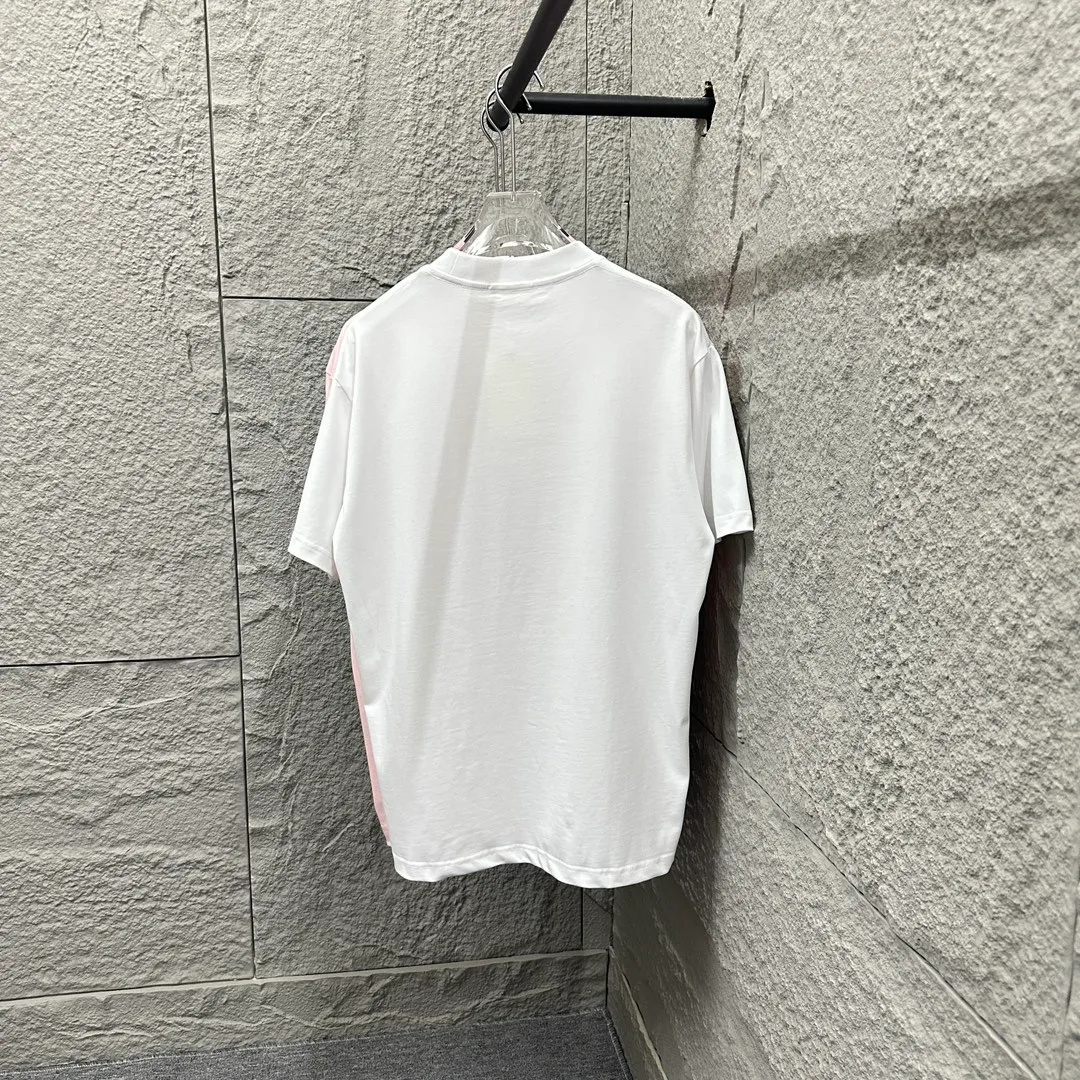 🅿️190 Celi* Celine 2025 spring and summer style Simple letter flocking process personalized logo Customized double yarn plain cotton fabric Short-sleeved T-shirt Unisex Size: S (90-130 catties) M (120-150 catties) L (140-165 catties) XL (160-180 catties) XXL (180-210 catties) Color: black white light pink