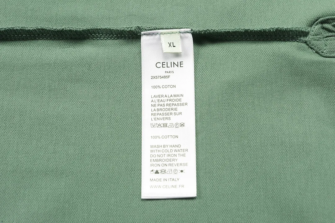 🅿️190 Celine Celine 2025 new model Arc de Triomphe logo embroidery, same style for men and women, casual polo shirt ·Customized pique cotton fabric ·Imported Tajima machine embroidery technology ·Collar tag, main mark and three labels complete Color: dark green Size: M-XXXL
