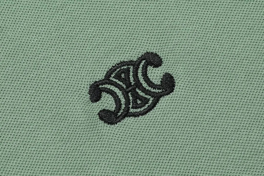 🅿️190 Celine Celine 2025 new model Arc de Triomphe logo embroidery, same style for men and women, casual polo shirt ·Customized pique cotton fabric ·Imported Tajima machine embroidery technology ·Collar tag, main mark and three labels complete Color: dark green Size: M-XXXL