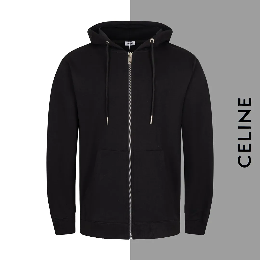 🅿️370 model number /G70 Celine letter printed hooded hooded drawstring jacket CELINE counter consistent classic style Fabric: 420g double-strand double yarn pure cotton terry Technology: hat classic white ink direct-jet printing process Accessories: complete three standards zp consistent same style ➕moisture-proof paper Version: os loose version Same style for men and women Maximum wearable 200 pounds Large factory flow workmanship All double needle double thread hemming The interface is flat and high-quality. 480g high weight and threads dyed in the same vat to avoid color misalignment at the collar and hem. Every detail is perfectly restored and the effect is directly full. Size: s m l xl colour: black. Manual measurement error of 2cm-3cm is normal.