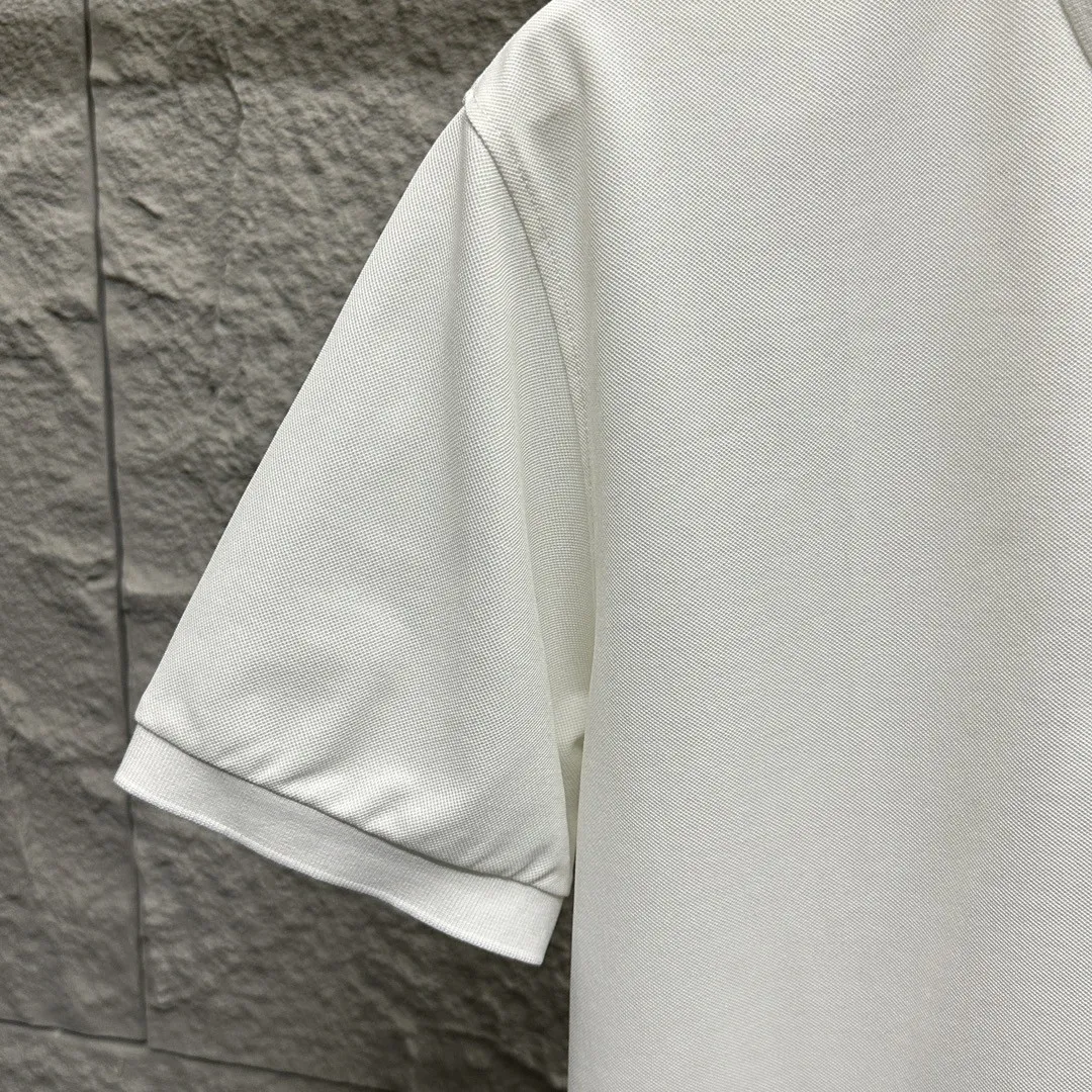 🅿️180 CELIN* Selin* short-sleeved POLO 2025 spring and summer new style, simple small embroidered pique fabric, short-sleeved polo stand-up collar, same style for men and women Size: M L XL 2XL 3XL Color: black white