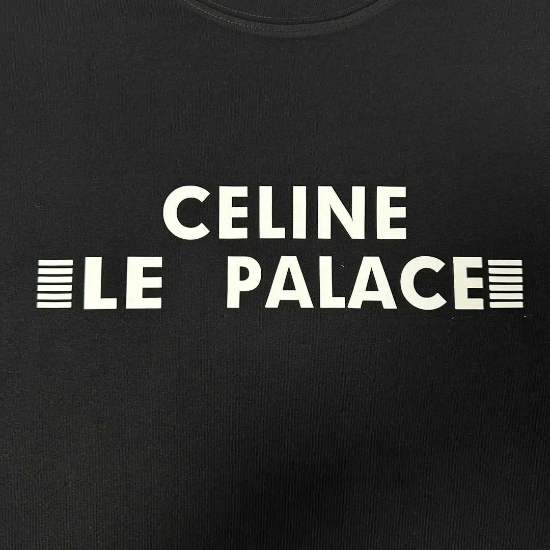 🅿️180 Celi*ne 2025 spring and summer style, simple letters, three-dimensional silicone technology, personalized logo, customized double yarn plain cotton fabric, short-sleeved T-shirt, same style for men and women. Size: S (90-130 catties) M (120-150 catties) L (140-165 catties) XL (160-180 catties) XXL (180-210 pounds) Color: black white
