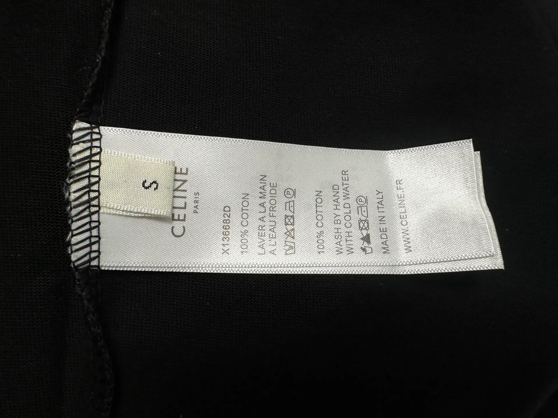🅿️170 [CELINE] Celine 24ss letter logo short-sleeved T-shirt. Pure cotton double yarn jersey fabric, custom-dyed in the same vat, special thickened 32 pieces, double-strand 1×1 rib, double-needle sewing and cross-stitch technology, original main mark, washed tag, moisture-proof paper packaging, color: black, white, size: XS-L