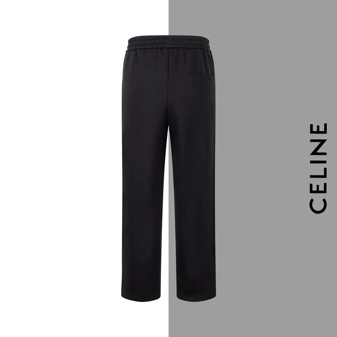 🅿️280 Style No./G169 Celine three-bar classic embroidery small label web sweatpants CELINE official website consistent style Fabric: 450g high-weight premium composite fabrics Weaving and dyeing elastic waist in the same color in the same cylinder Classic letter embroidery full small label ➕ Ribbon technology Supporting: complete three labels Cardboard oil paper code sticker packaging High temperature pre-shrinking process before production will not shrink and deform Imported machine professional plate production os version Can wear up to 200 pounds. Size is measured manually. Error of 2-3cm is normal. Color: Black Size: s m l xl