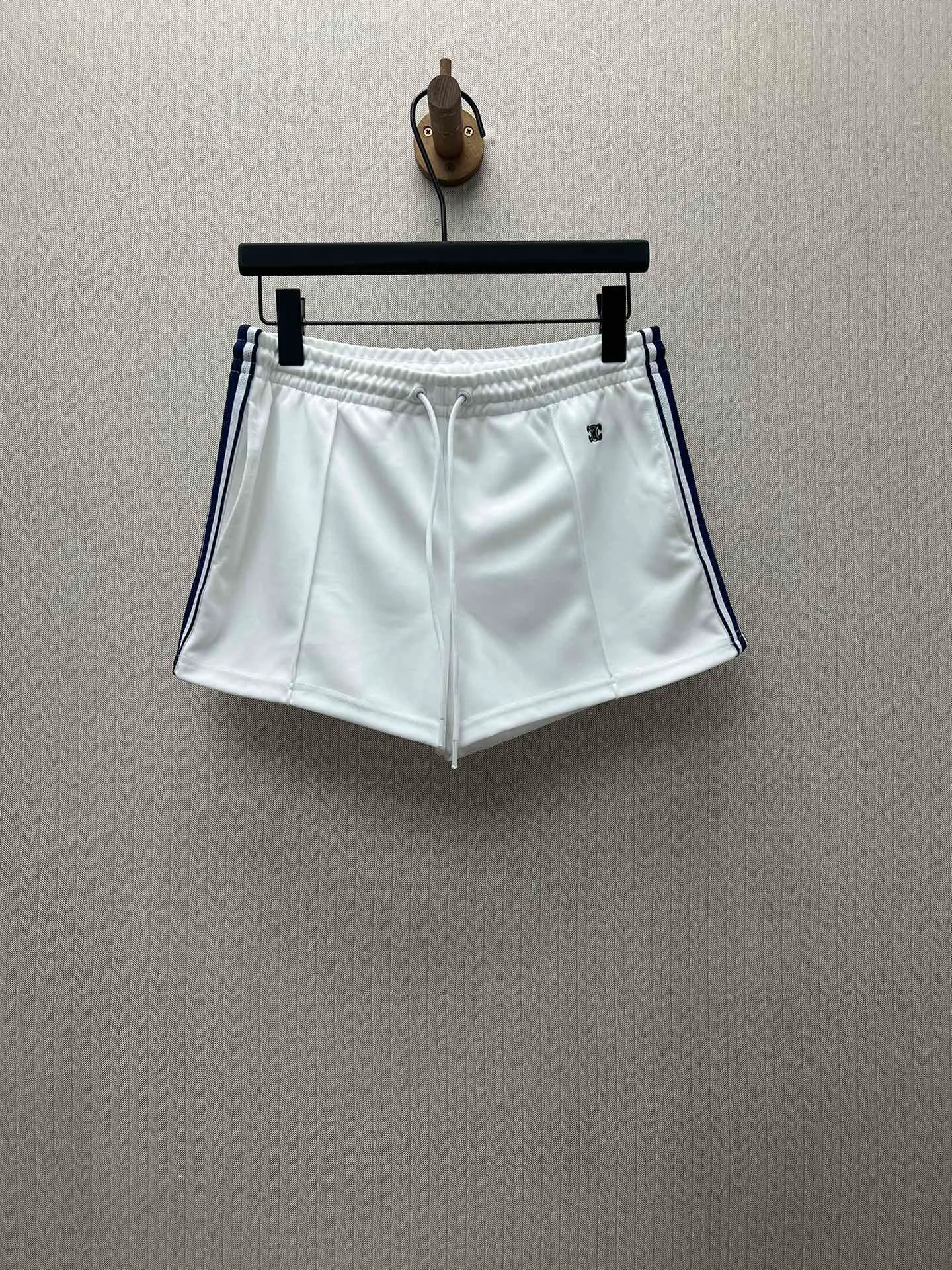 🅿️360 Celine 25ss new double-sided jersey mini mid-waist casual shorts for women, white, high version, size: S.M.L.