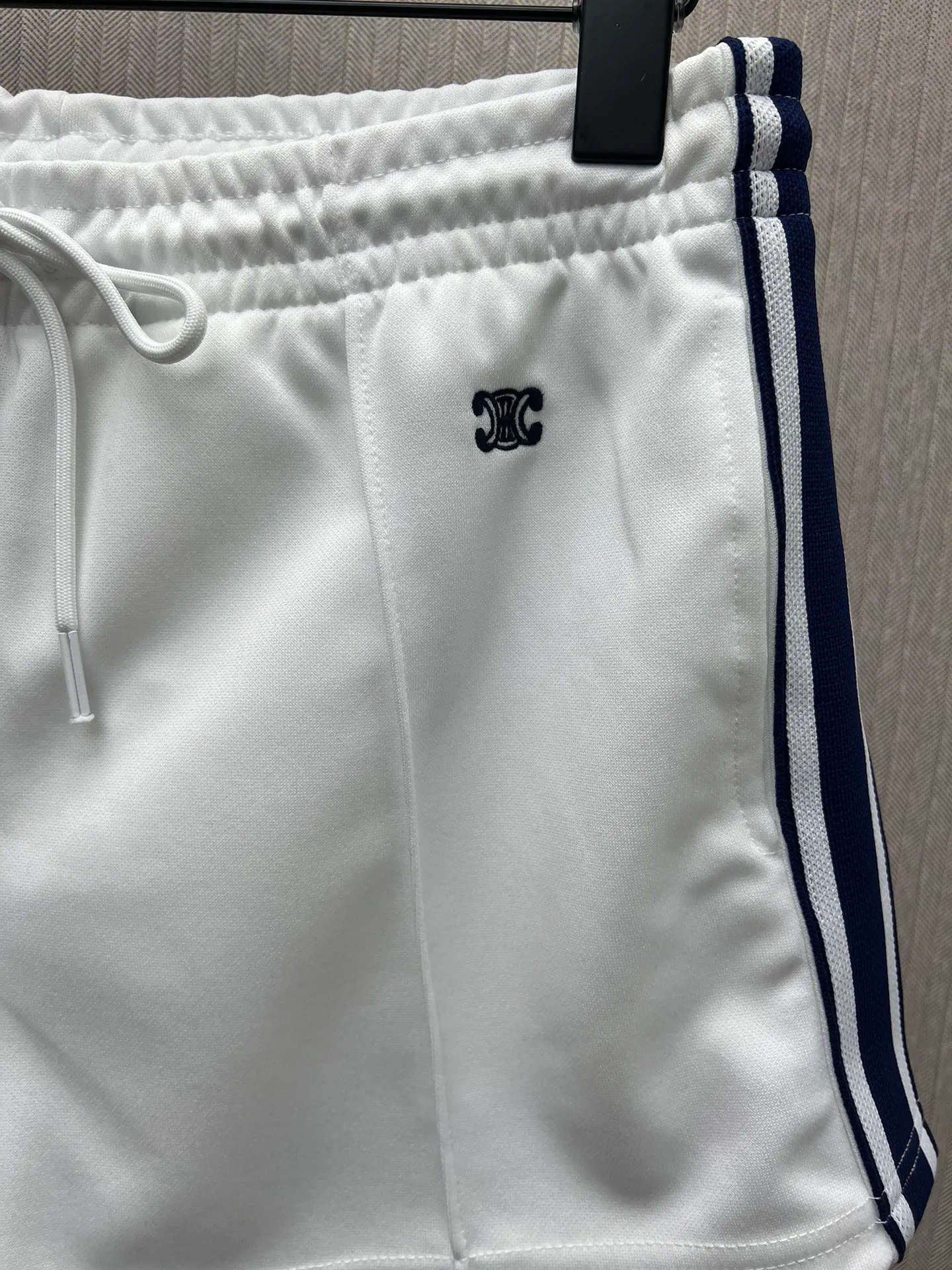 🅿️360 Celine 25ss new double-sided jersey mini mid-waist casual shorts for women, white, high version, size: S.M.L.