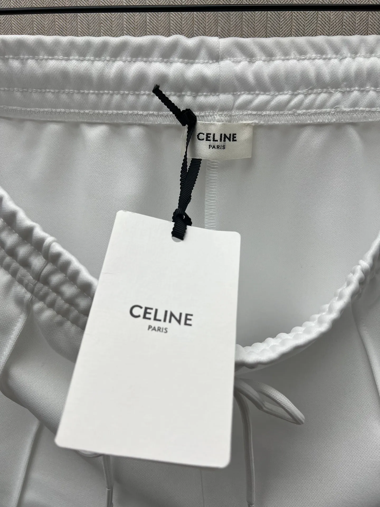 🅿️360 Celine 25ss new double-sided jersey mini mid-waist casual shorts for women, white, high version, size: S.M.L.
