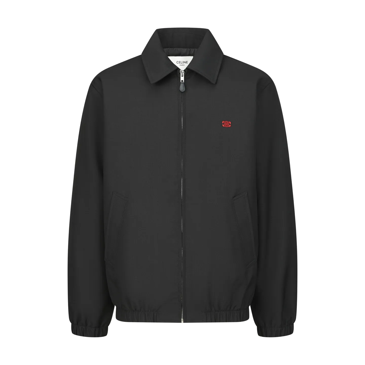 🅿️480 [Exclusive supply] Celine Arc de Triomphe embroidered zipper jacket (black) The original version was purchased and developed for 19,500. The fabric is made of 32-count combed pure cotton fabric and is custom-woven with 60% wool. Double layer composite thickening, weight is about 400 grams. Lined with high-density spun lining. The zipper uses electroplated hardware and bright silver pull bars, and the zipper uses European-style imported zippers, decorated with composite cowhide sliders. The embroidery uses 3D three-dimensional embroidery, and the chest is embellished with Arc de Triomphe embroidery. Add a touch of simple, high-end style. The shirt collar is made of double layers and ironed to make the upper body of the clothes more three-dimensional. The entire garment is made using a special machine. Lining: 62% wool, 38% cotton Lining: 100% viscose Pocket lining: 100% cotton TRIOMPHE embroidered loose fit shirt collar, 2 diagonal suit pockets Elastic waistband and cuffs, zipper closure, TRIOMPHE embossed leather zipper puller. Size:S-M-L-XL