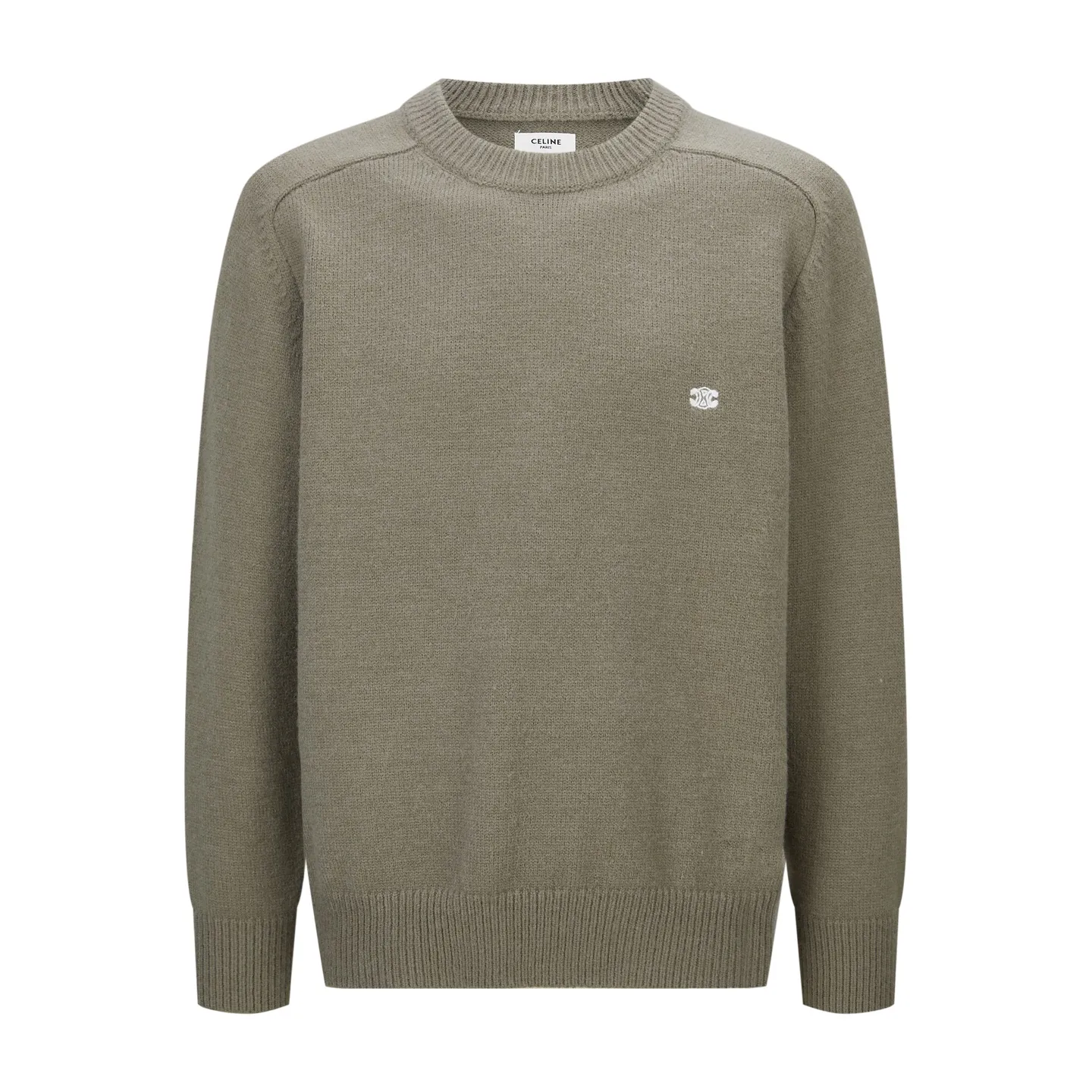 🅿️370 exclusive supply] Celine Arc de Triomphe embroidered logo sweater (green) The original version was purchased and developed for 9,900. The fabric is made of 35% wool, 15% cashmere, and 50% cotton yarn. This fabric is soft and has a three-dimensional shape that won't change shape after being worn for a long time. The embroidery uses 3D three-dimensional embroidery, and the chest is embellished with the Arc de Triomphe embroidered logo. This style is machine-knitted with 7 needles, and the high-density thick stitching ensures warmth. Later process: washing and color fixation - fixed version - wool impurities. Size:S-M-L-XL