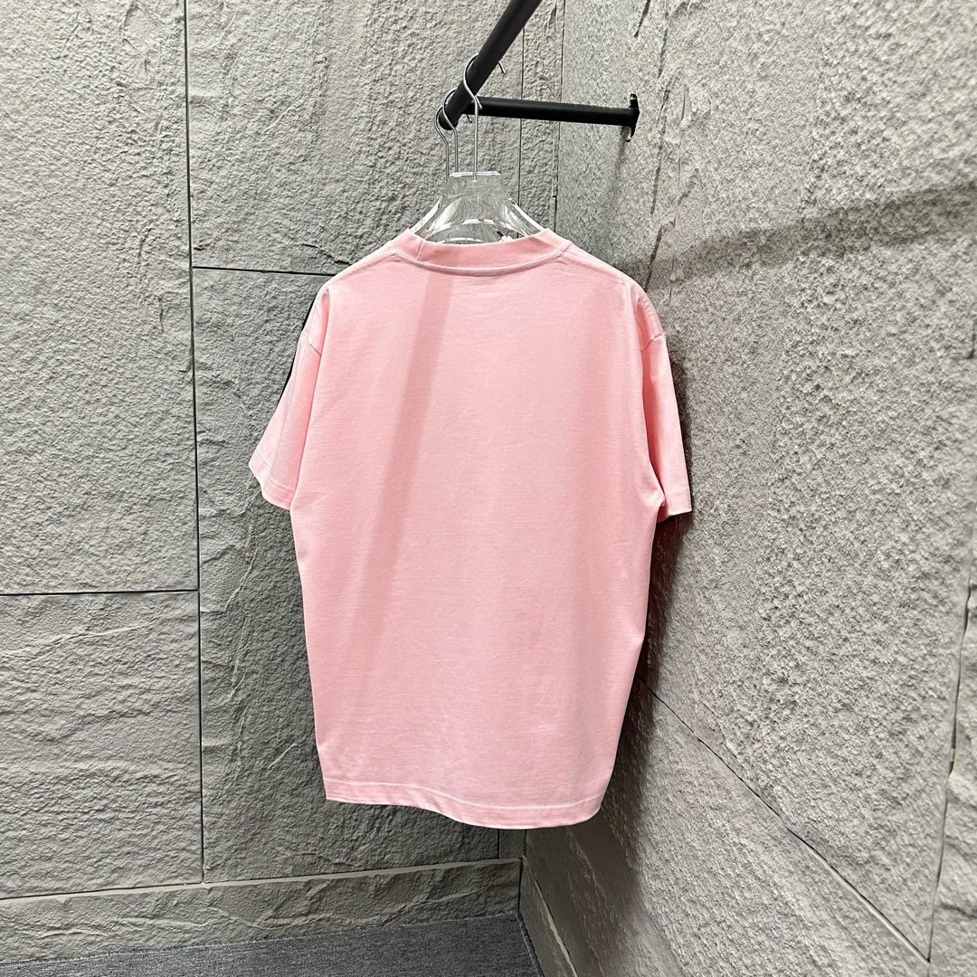 🅿️180 Celine* Celine 2025 Spring and Summer Style Simple letter three-dimensional silicone personalized logo Customized double yarn plain cotton fabric Short-sleeved T-shirt Unisex Size: S (90-130 catties) M (120-150 catties) L (140-165 catties) XL (160-180 catties) XXL (180-210 catties) Color: black white light pink