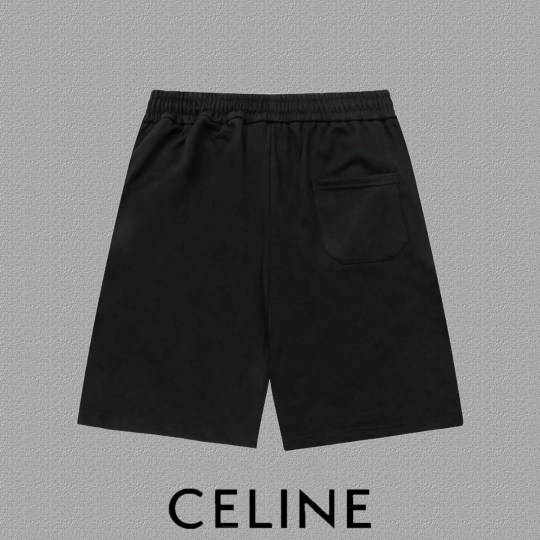 🅿️220 [CELINE] Double C embroidered shorts. Popular custom-made 400g active version pure cotton fabric. Using three-dimensional embroidery technology. The three-dimensionality is clearly visible. The fabric is comfortable and textured. Size: S-XXL Color: Black