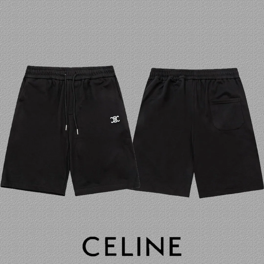 🅿️220 [CELINE] Double C embroidered shorts. Popular custom-made 400g active version pure cotton fabric. Using three-dimensional embroidery technology. The three-dimensionality is clearly visible. The fabric is comfortable and textured. Size: S-XXL Color: Black