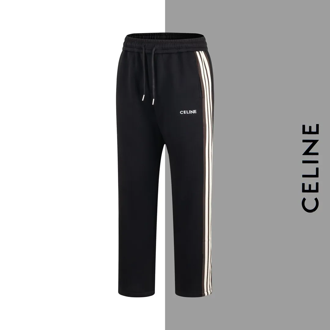 🅿️250 Style No./G135 Celine small label letter embroidery ribbon sweatpants CELINE official website consistent style Fabric: 450g high-weight premium composite fabrics, same color weaving and dyeing threads in the same cylinder, consistent color Three-dimensional full small label embroidery ➕Jacquard ribbon Supporting: complete three labels Cardboard oil paper code sticker packaging High temperature pre-shrinking process before production will not shrink and deformation Imported machine professional plate making os version Can wear up to 200 pounds. Size is measured manually. Error of 2-3cm is normal. Color: Black Size: s m l xl