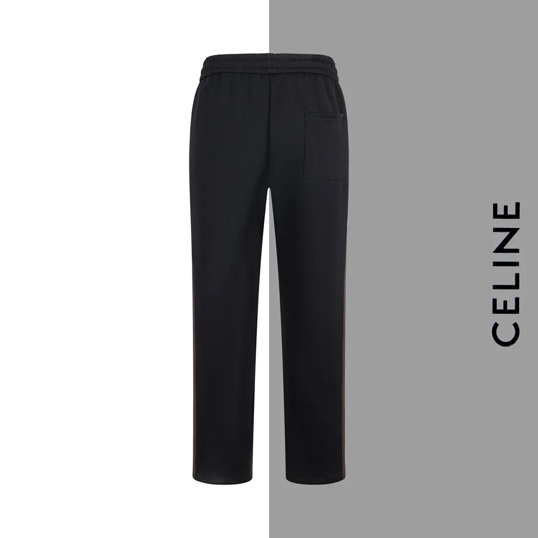 🅿️250 Style No./G135 Celine small label letter embroidery ribbon sweatpants CELINE official website consistent style Fabric: 450g high-weight premium composite fabrics, same color weaving and dyeing threads in the same cylinder, consistent color Three-dimensional full small label embroidery ➕Jacquard ribbon Supporting: complete three labels Cardboard oil paper code sticker packaging High temperature pre-shrinking process before production will not shrink and deformation Imported machine professional plate making os version Can wear up to 200 pounds. Size is measured manually. Error of 2-3cm is normal. Color: Black Size: s m l xl
