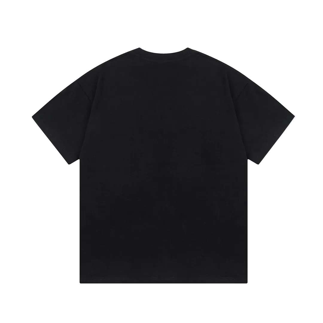 🅿️170 high version Celine Celine 2025 new style customized 310g double yarn pure cotton fabric hand-painted graffiti letter logo same style for men and women short-sleeved T-shirt Color: Black Size: S-XL