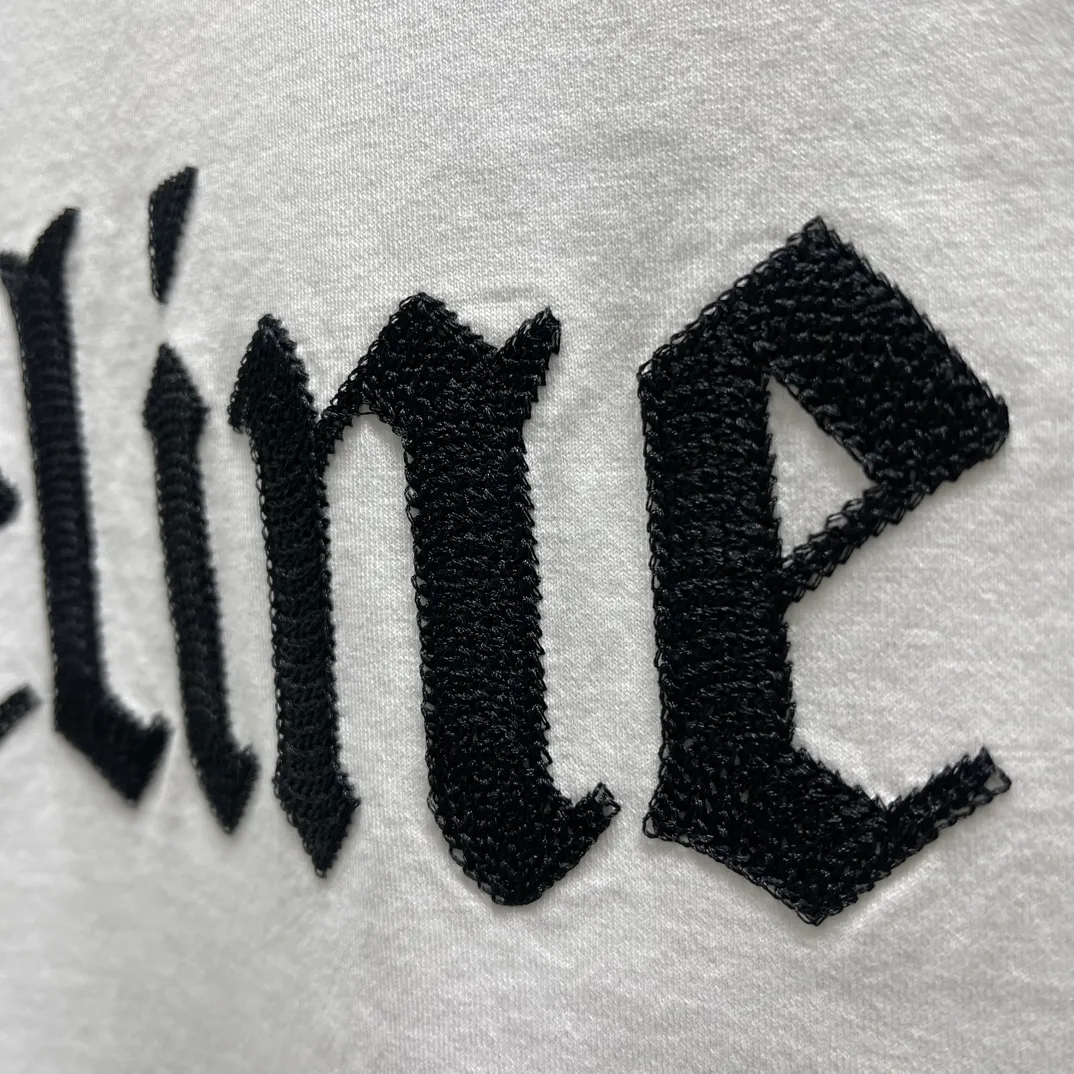 🅿️270 🧧CELI*E Gothic Embroidery Cotton Jersey T Size: S-XL CELINE Gothic Embroidery Loose fit Round neck Collar and hem decorated with contrasting ribbed trim