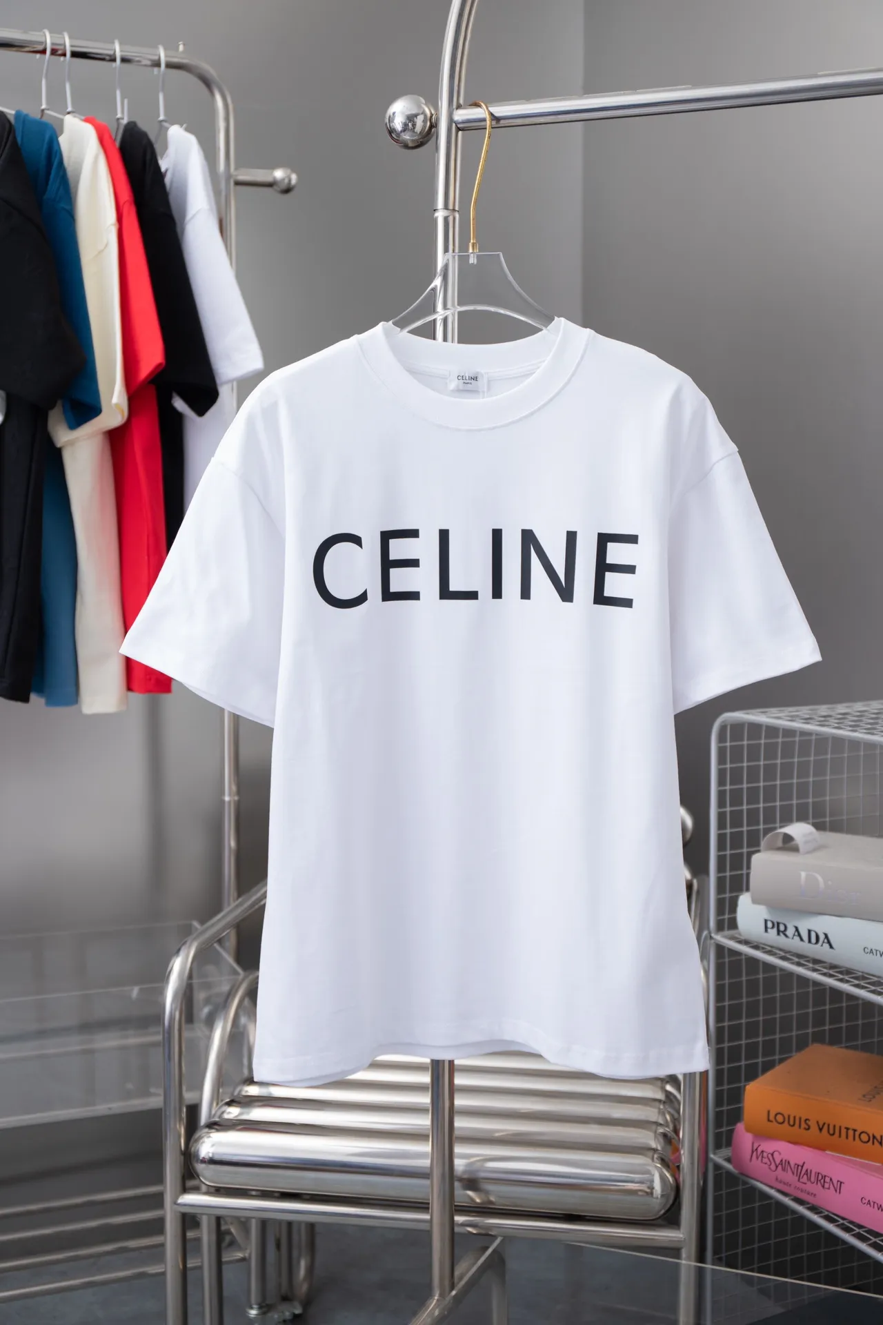 🅿️170 High quality CEL25 early spring new T-shirt, classic logo letter pattern short sleeves, official website synchronization, pure cotton fabric at the counter! Comfortable against the skin, durable and easy to wear, classic and simple logo design, meticulous original craftsmanship, customized 290G same vat dyed fabric, very comfortable to the touch, latest brick cabinet synchronization, OS off-shoulder version, fashionable and personalized, super versatile and good-looking, very suitable for both men and women, must-have style, hang tag, collar label, washed wheat, complete with three labels S M L XL