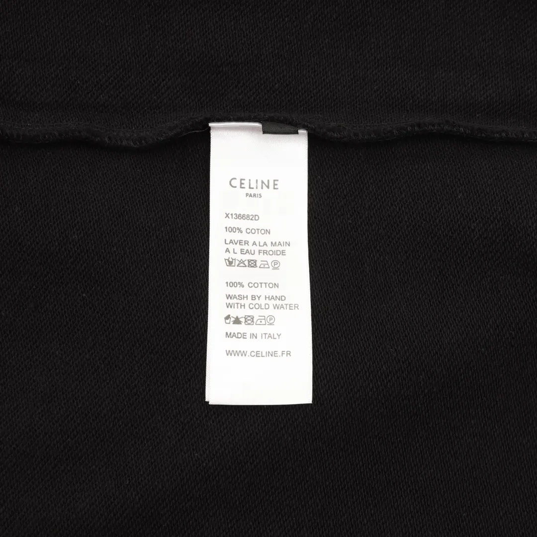 🅿️500 Celine 25FW hollow letter round neck sweatshirt, 480g high-grade combed cotton fabric, counter collar label, purchasing grade white thick plate tag, original hanging grain, three-dimensional foam printing on the front and back, strong layering, same style for men and women, couple style, oversize version, loose size: S-XL