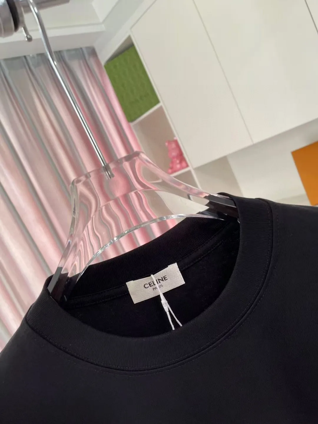 🅿️170 Celine 2025 summer new style personalized letter logo printing customized fabric 300g short-sleeved T-shirt for men and women size: S M L XL XXL five sizes color: black white pink sky blue