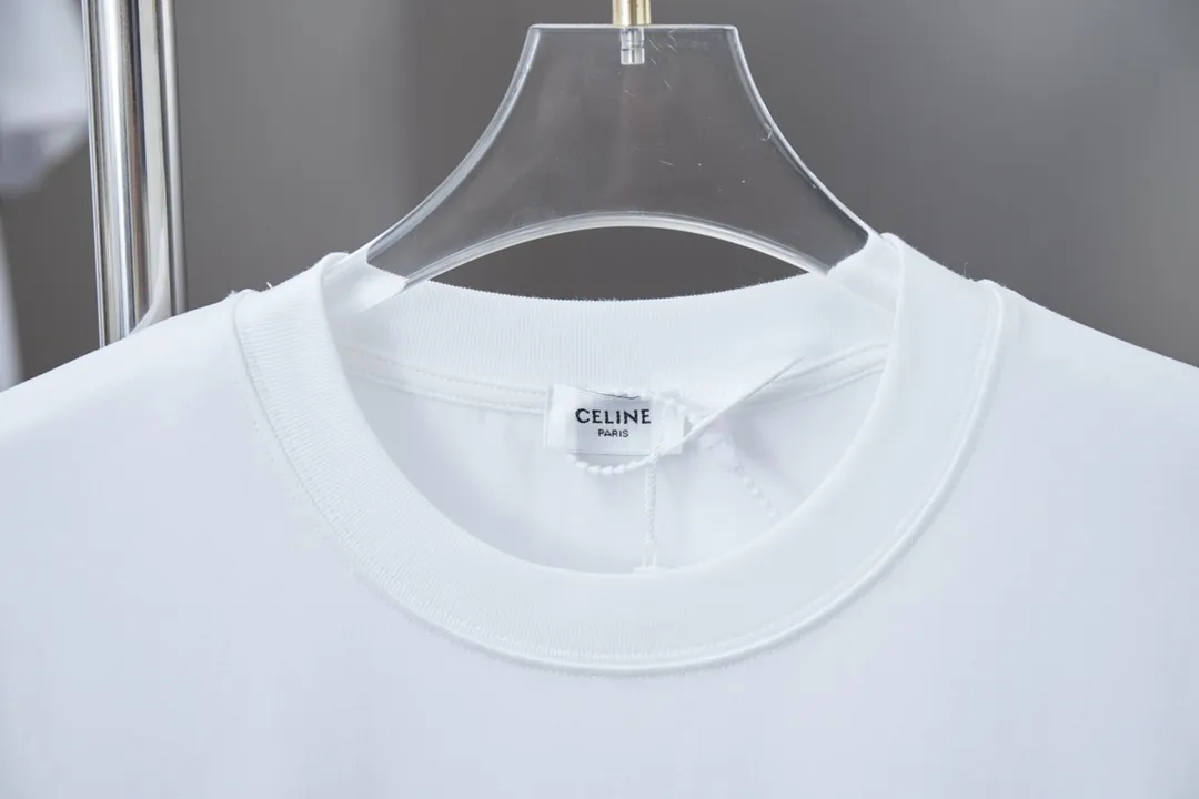 🅿️180 CELIN*25SS early spring new style, letter printed short sleeves, light luxury, a must-have item for daily commuting for men and women, correct version, welcome to compare, detailed features · 320g 100% pure cotton double yarn jersey fabric · Special thickened 32 pieces of double-strand 1X1 thread in the same vat custom dyeing · Silk screen environmentally friendly letter logo printing pattern · Double needle stitching cross-stitching process · Original main mark, washed tag, brand moisture-proof paper packaging Color: black/white Size: S/M/L/XL