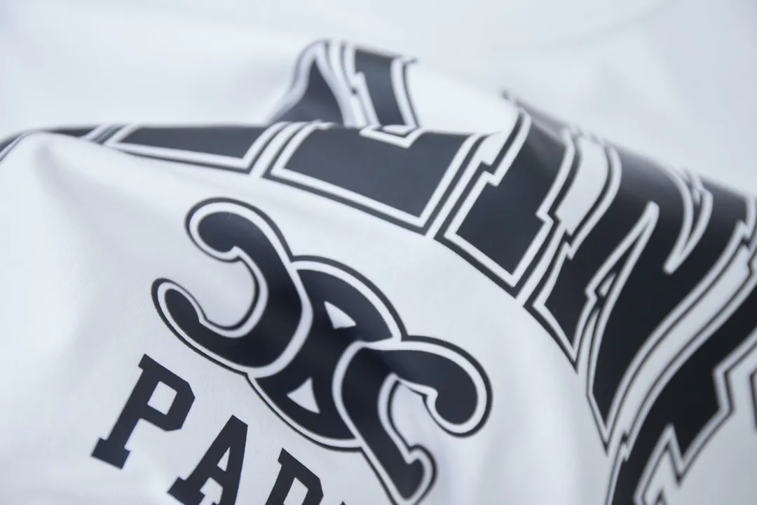 🅿️180 CELIN*25SS early spring new style, letter printed short sleeves, light luxury, a must-have item for daily commuting for men and women, correct version, welcome to compare, detailed features · 320g 100% pure cotton double yarn jersey fabric · Special thickened 32 pieces of double-strand 1X1 thread in the same vat custom dyeing · Silk screen environmentally friendly letter logo printing pattern · Double needle stitching cross-stitching process · Original main mark, washed tag, brand moisture-proof paper packaging Color: black/white Size: S/M/L/XL