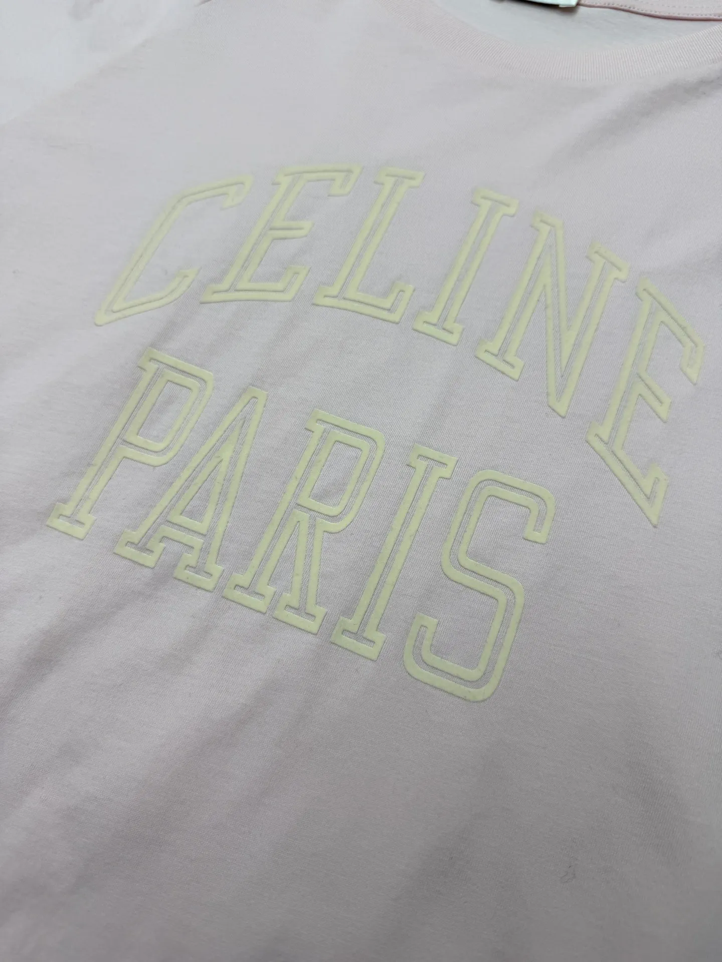 🅿️300 Celine 25ss new long-sleeved T-shirt, 100% cotton, CELINE PARIS flocking on the chest, loose fit, round neck, dropped shoulders, ribbed trim, code number: S.M.L.