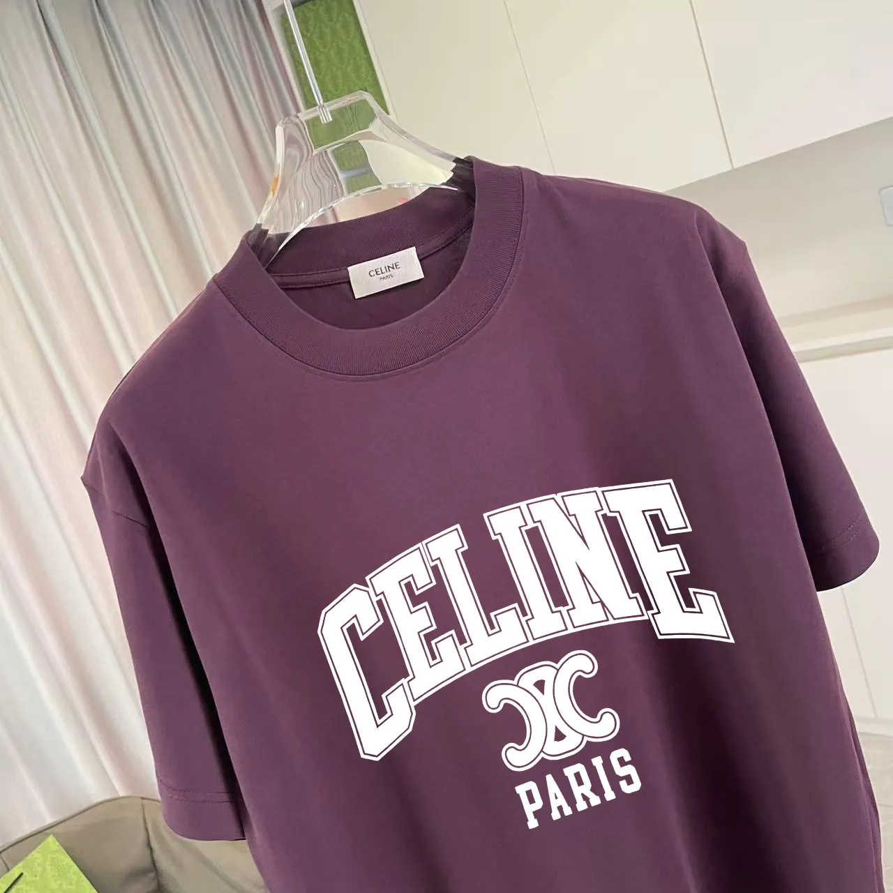 🅿️170 Celine Celine 2025 summer new style personalized letter logo printing customized fabric 300g short-sleeved T-shirt for men and women size: S M L XL XXL five sizes color: black white lake green purple