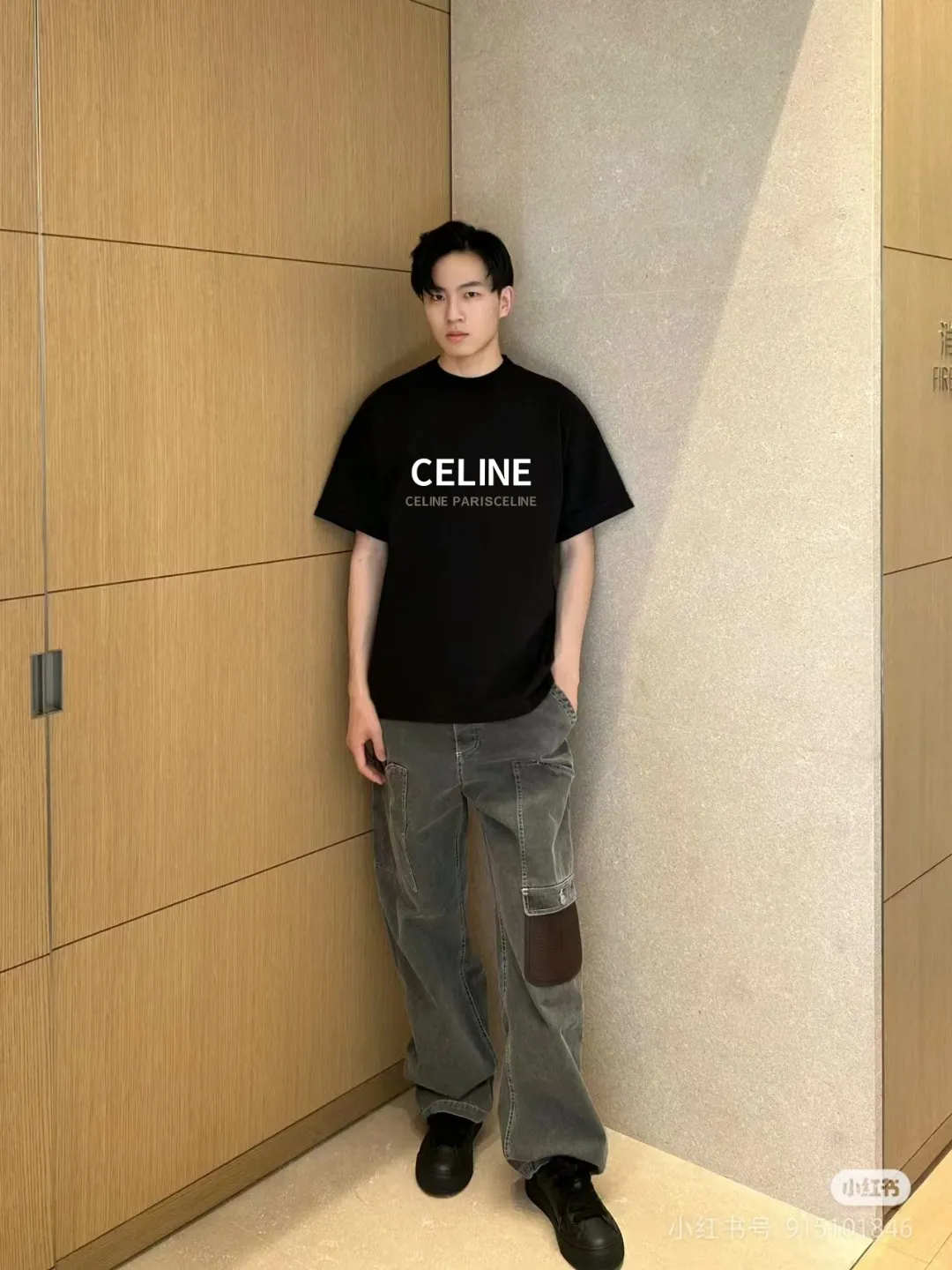 🅿️170 ✨🔥 [CELINE] 2025FW short-sleeved T-shirt, letter LOGO printing, high-end 26s double yarn 300g fabric, heavy fabric, custom stretcher rib, same vat and dye, complete three standards, same style for men and women, color: black, white, gray, size: S M L XL 2XL