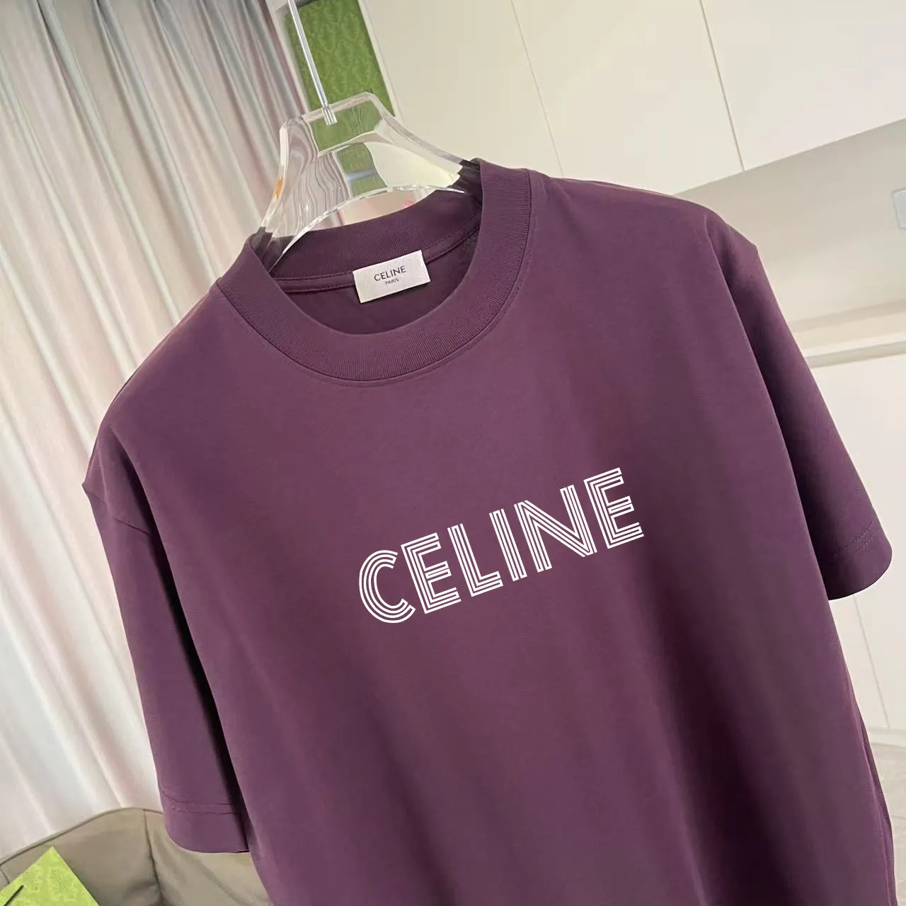 🅿️170 Celine Celine 2025 summer new style personalized letter logo printing customized fabric 300g short-sleeved T-shirt for men and women size: S M L XL XXL five sizes color: black white lake green purple