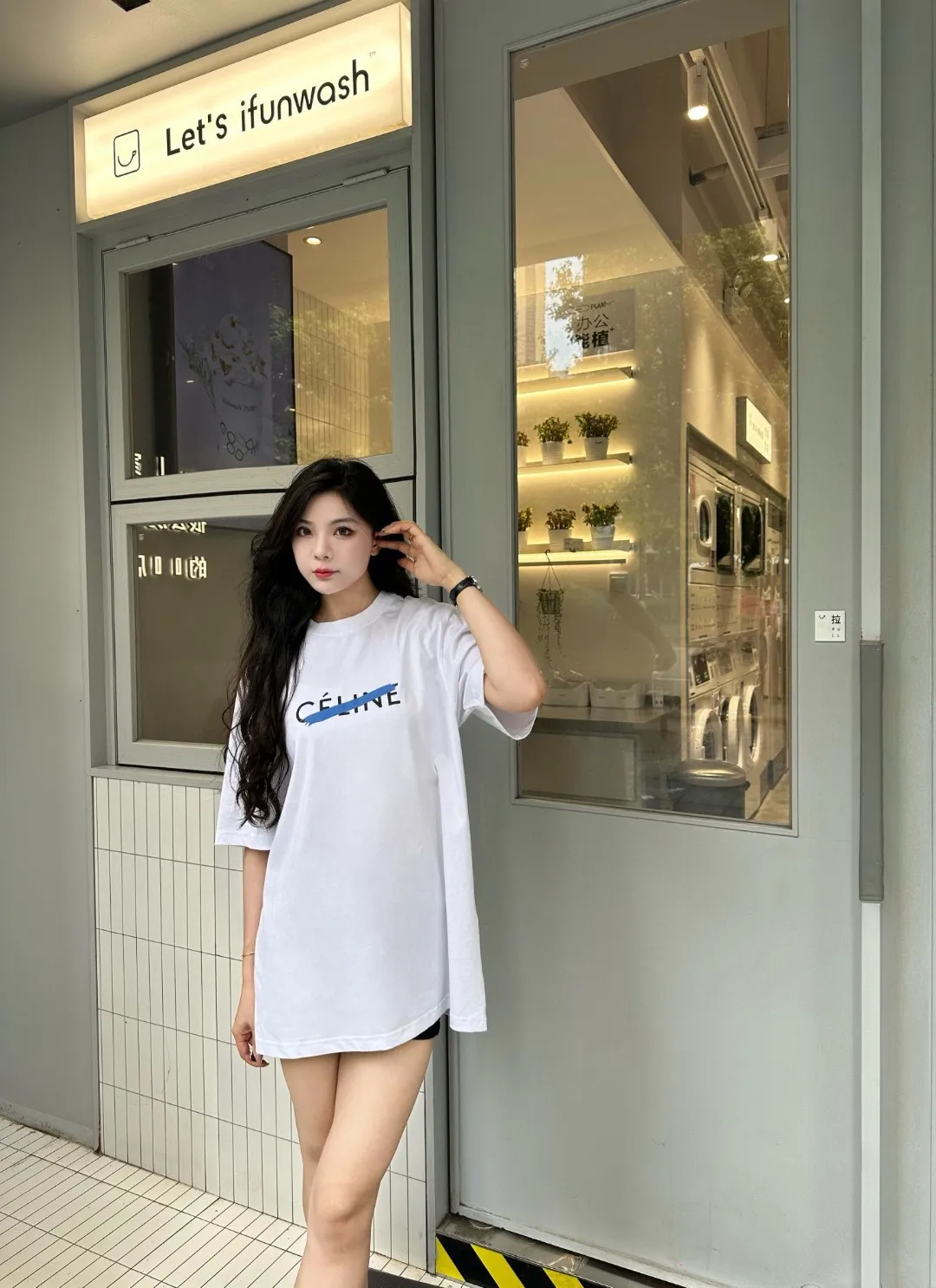 🅿️170 ✨🔥 [CELINE] 2025FW short-sleeved T-shirt, letter LOGO printing, high-end 26s double yarn 300g fabric, heavy fabric, custom stretcher rib, same vat and dye, complete three standards, same style for men and women, color: black, white, size: S M L XL 2XL